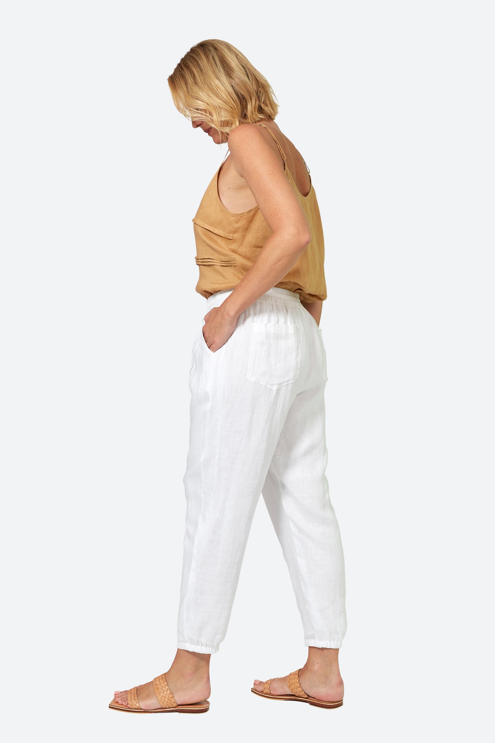 La Vie Pintuck Pant - Blanc - eb&ive Clothing - Pant Relaxed Linen