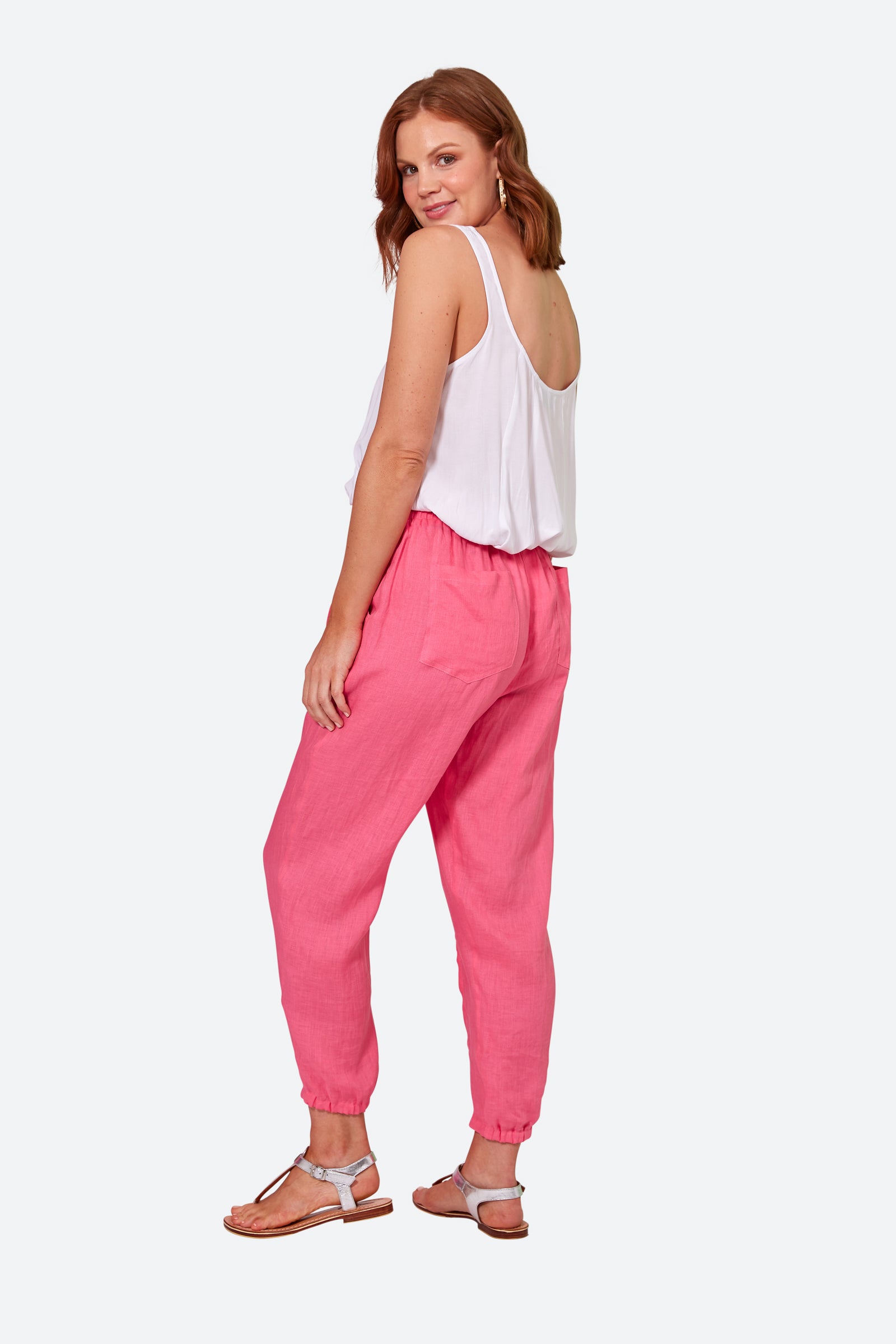 La Vie Pintuck Pant - Candy - eb&ive Clothing - Pant Relaxed Linen