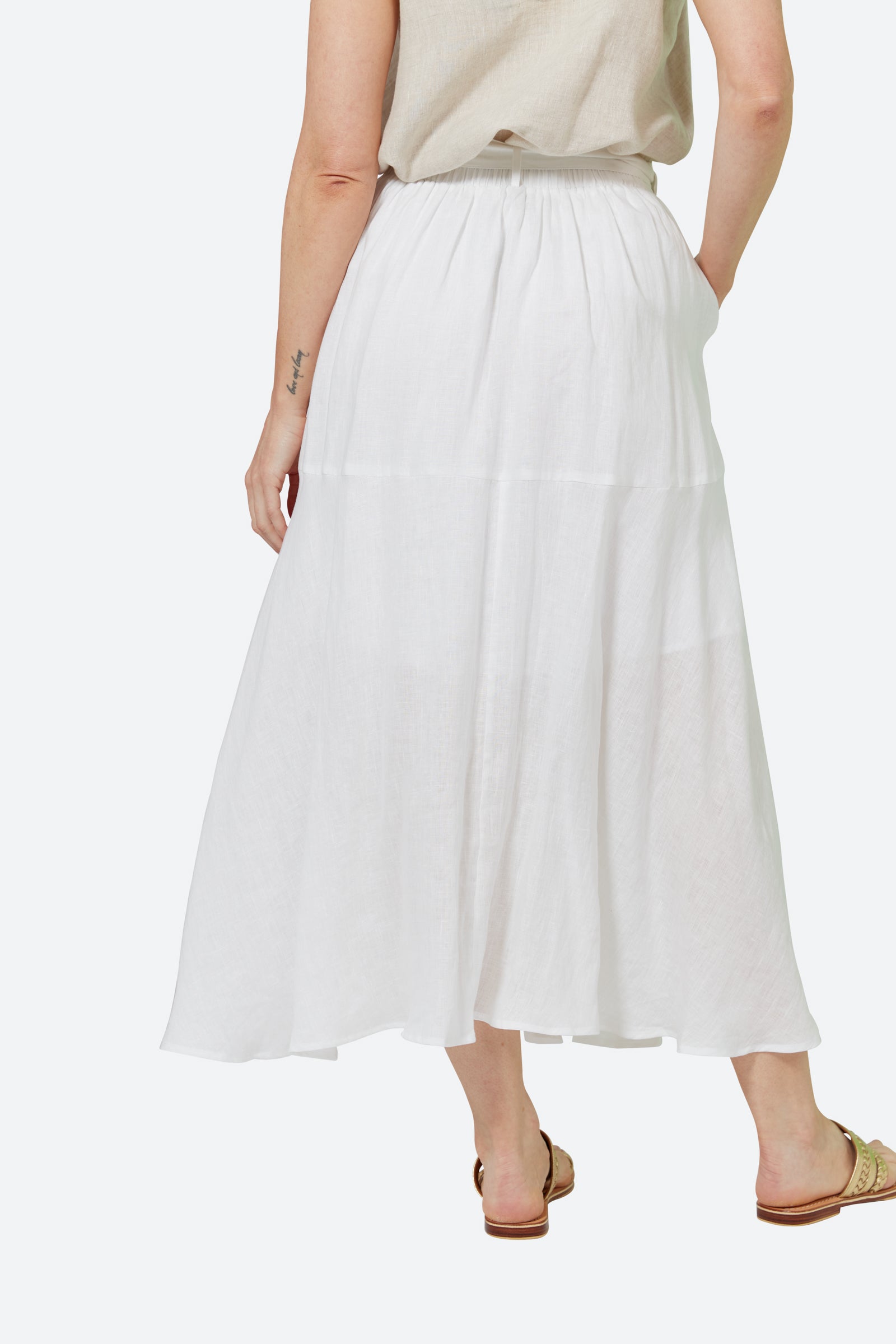 La Vie Wrap Skirt - Blanc - eb&ive Clothing - Skirt Mid Linen