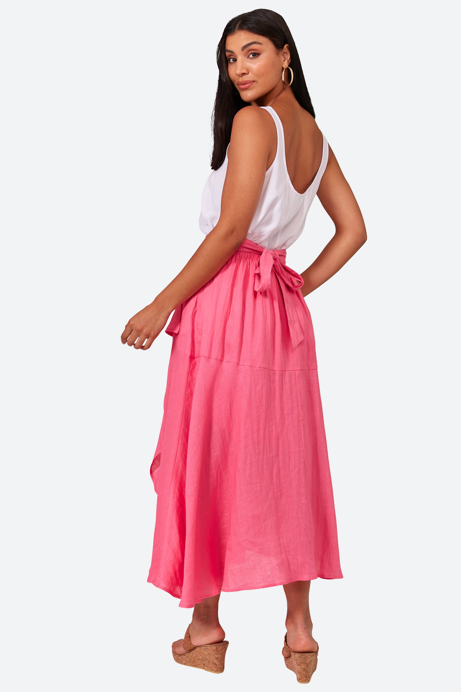 La Vie Wrap Skirt - Candy - eb&ive Clothing - Skirt Mid Linen