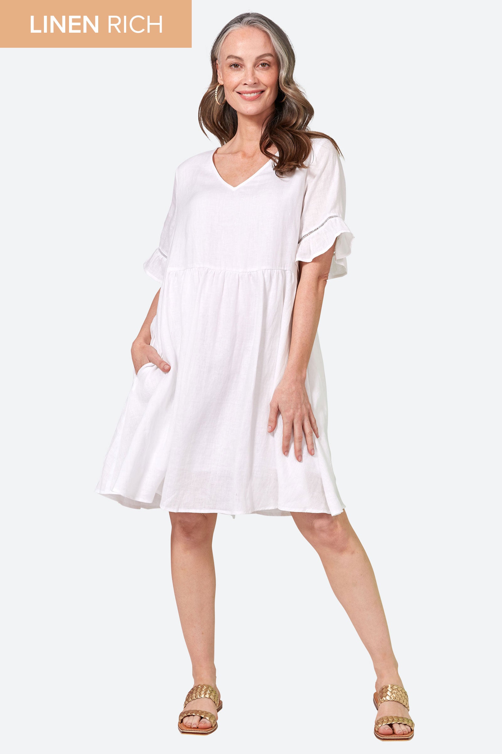 La Vie Dress - Blanc - eb&ive Clothing - Dress Mini Linen