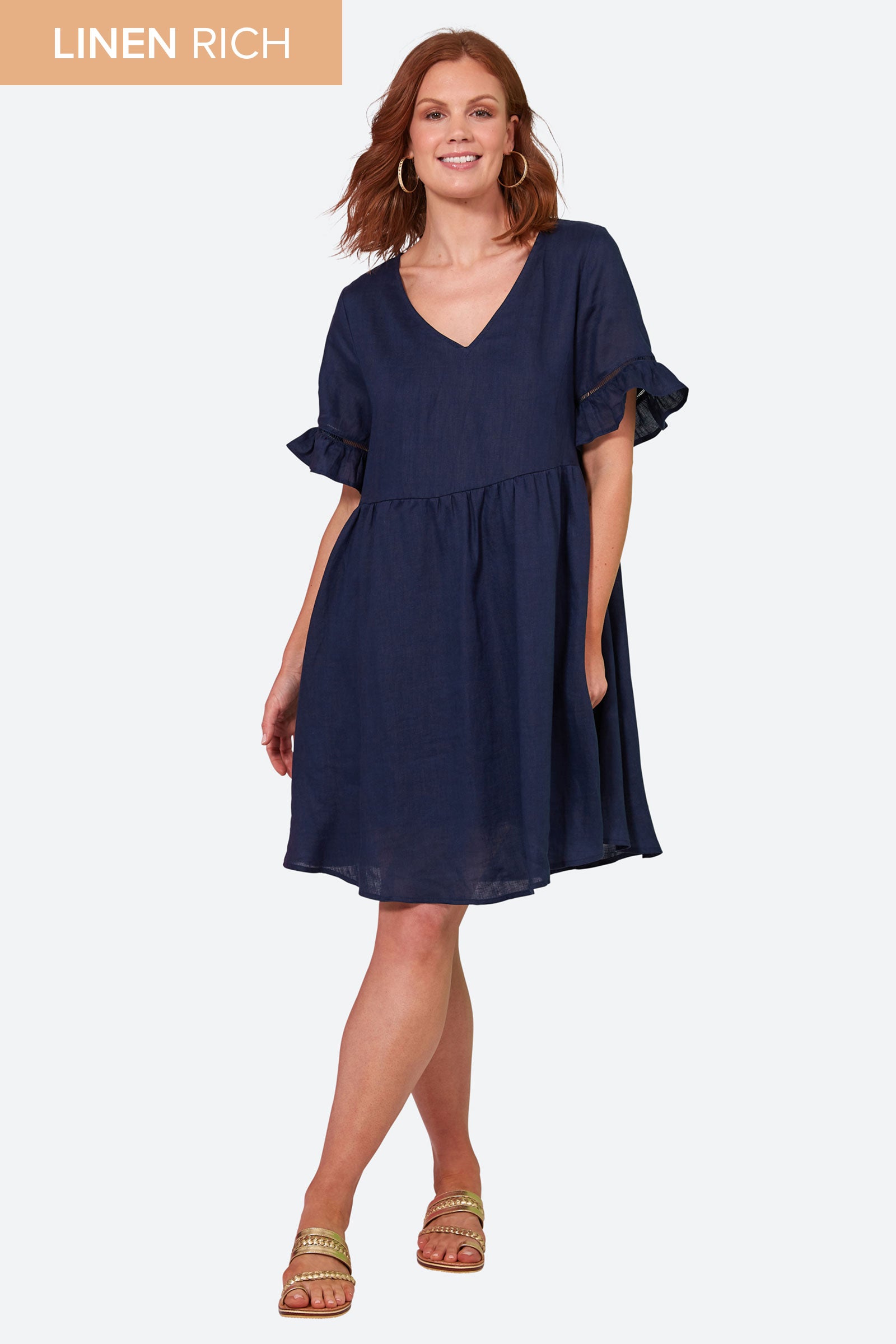 La Vie Dress - Sapphire - eb&ive Clothing - Dress Mini Linen