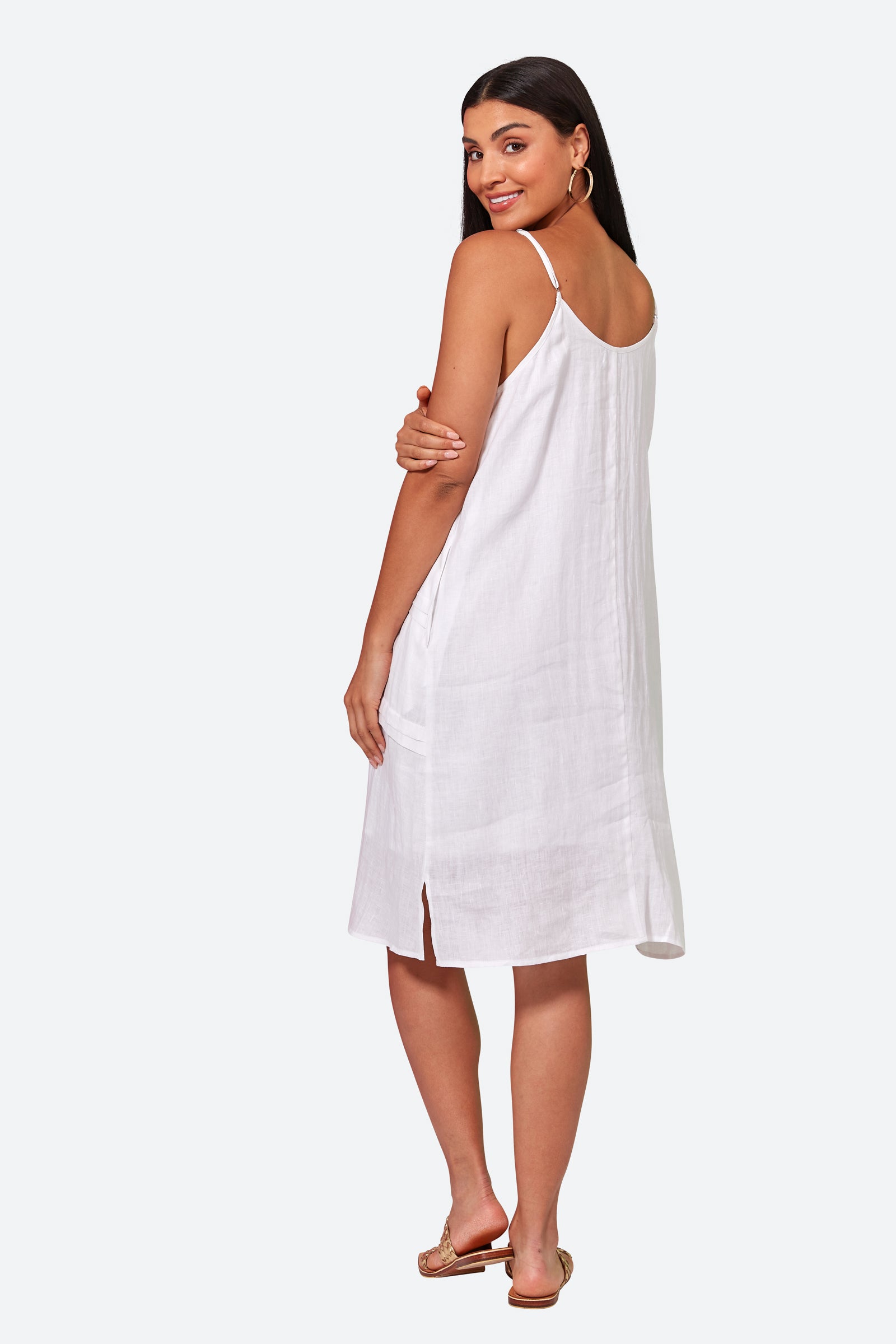 La Vie Tank Dress - Blanc - eb&ive Clothing - Dress Strappy Mid Linen