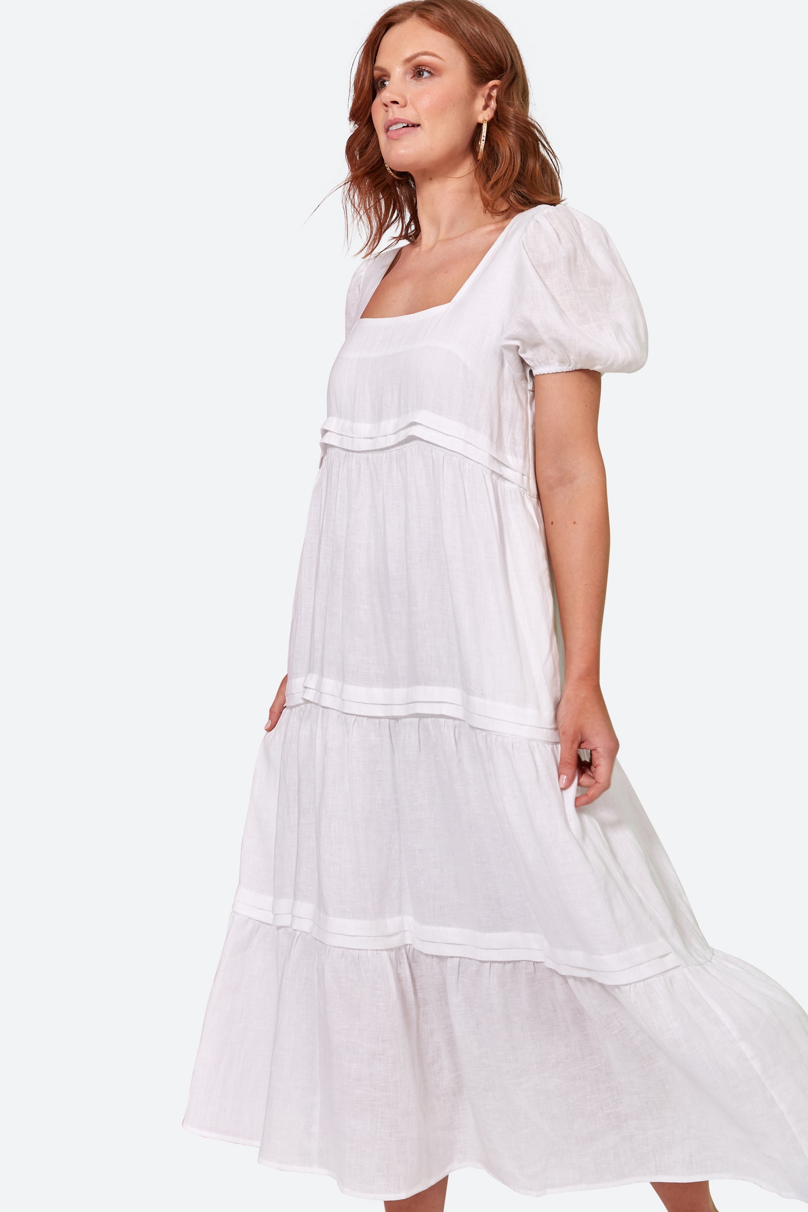 La Vie Pintuck Maxi - Blanc - eb&ive Clothing - Dress Maxi Linen