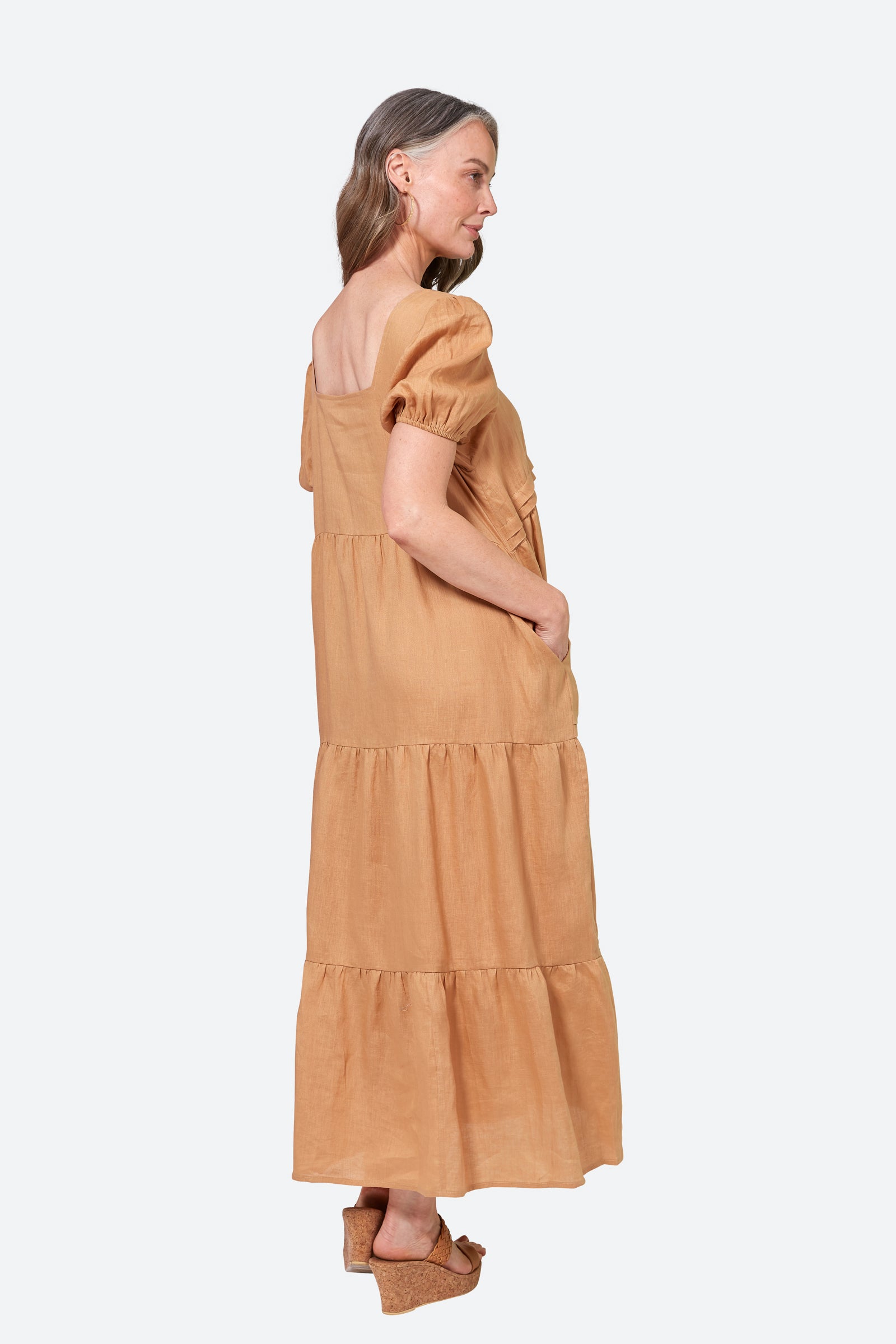 La Vie Pintuck Maxi - Caramel - eb&ive Clothing - Dress Maxi Linen