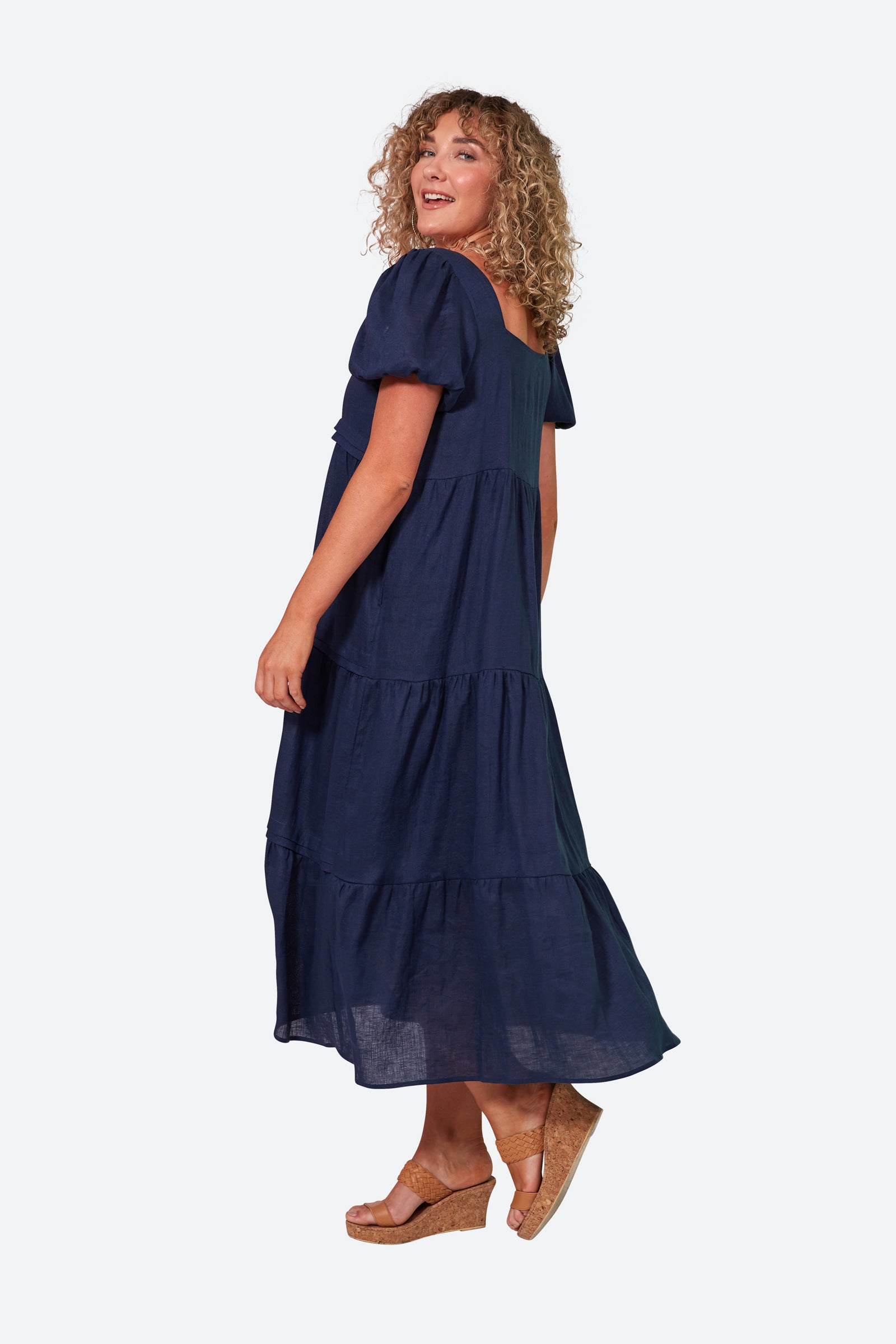 La Vie Pintuck Maxi - Sapphire - eb&ive Clothing - Dress Maxi Linen