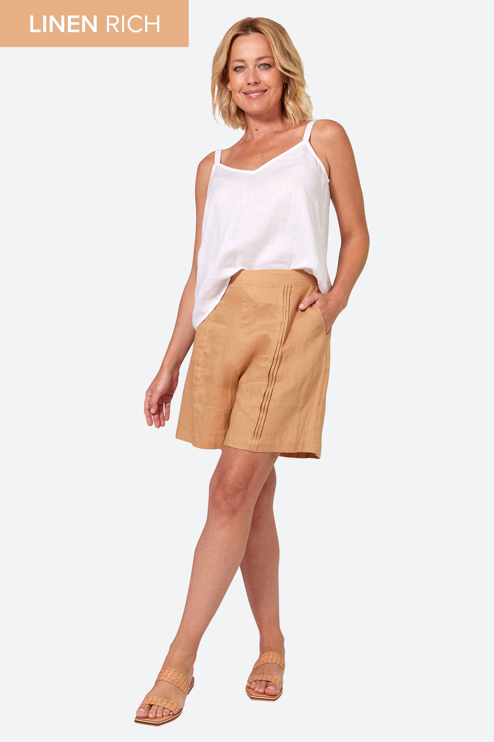 La Vie Short - Caramel - eb&ive Clothing - Short Linen