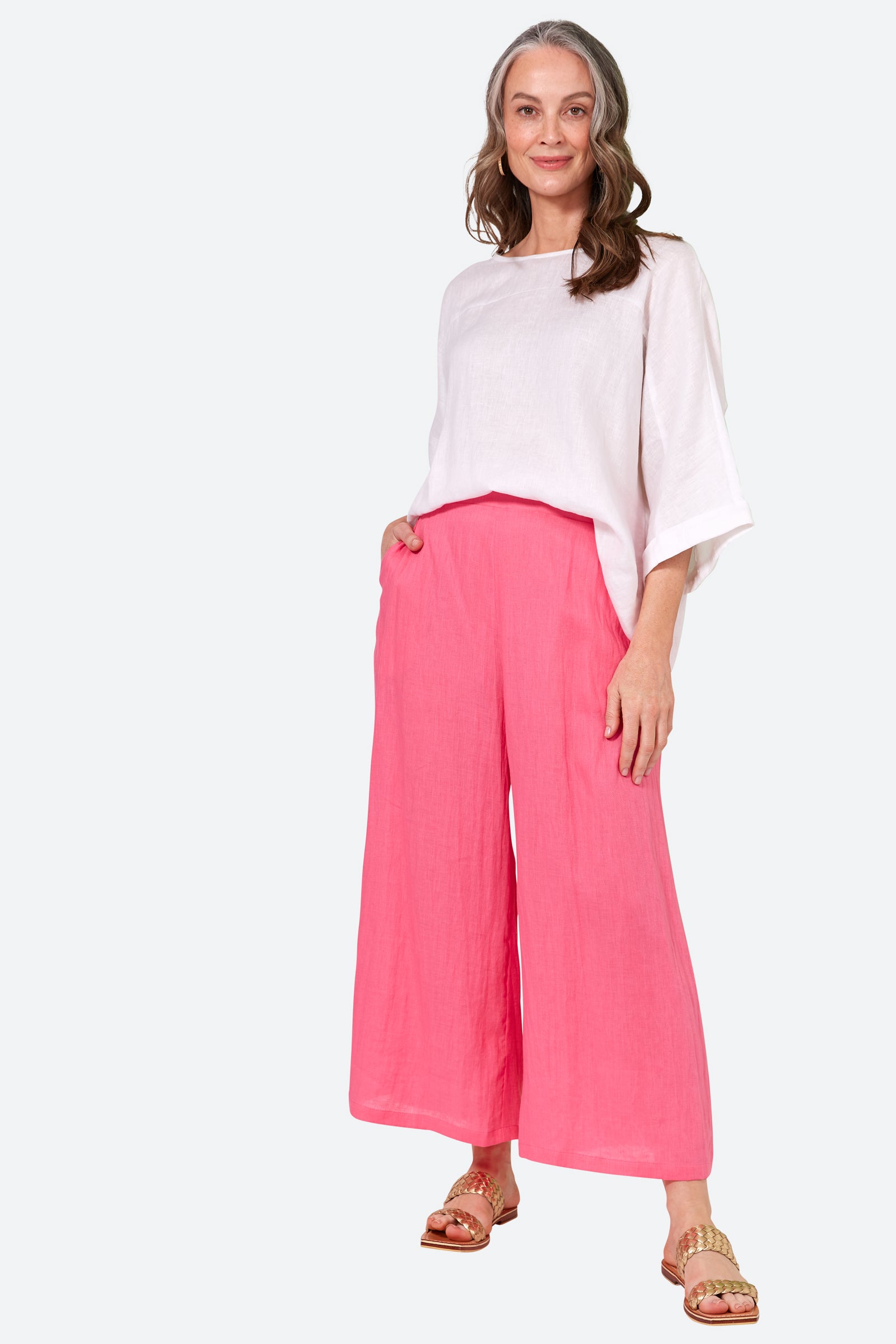 La Vie Crop Pant - Candy - eb&ive Clothing - Pant Relaxed Crop Linen