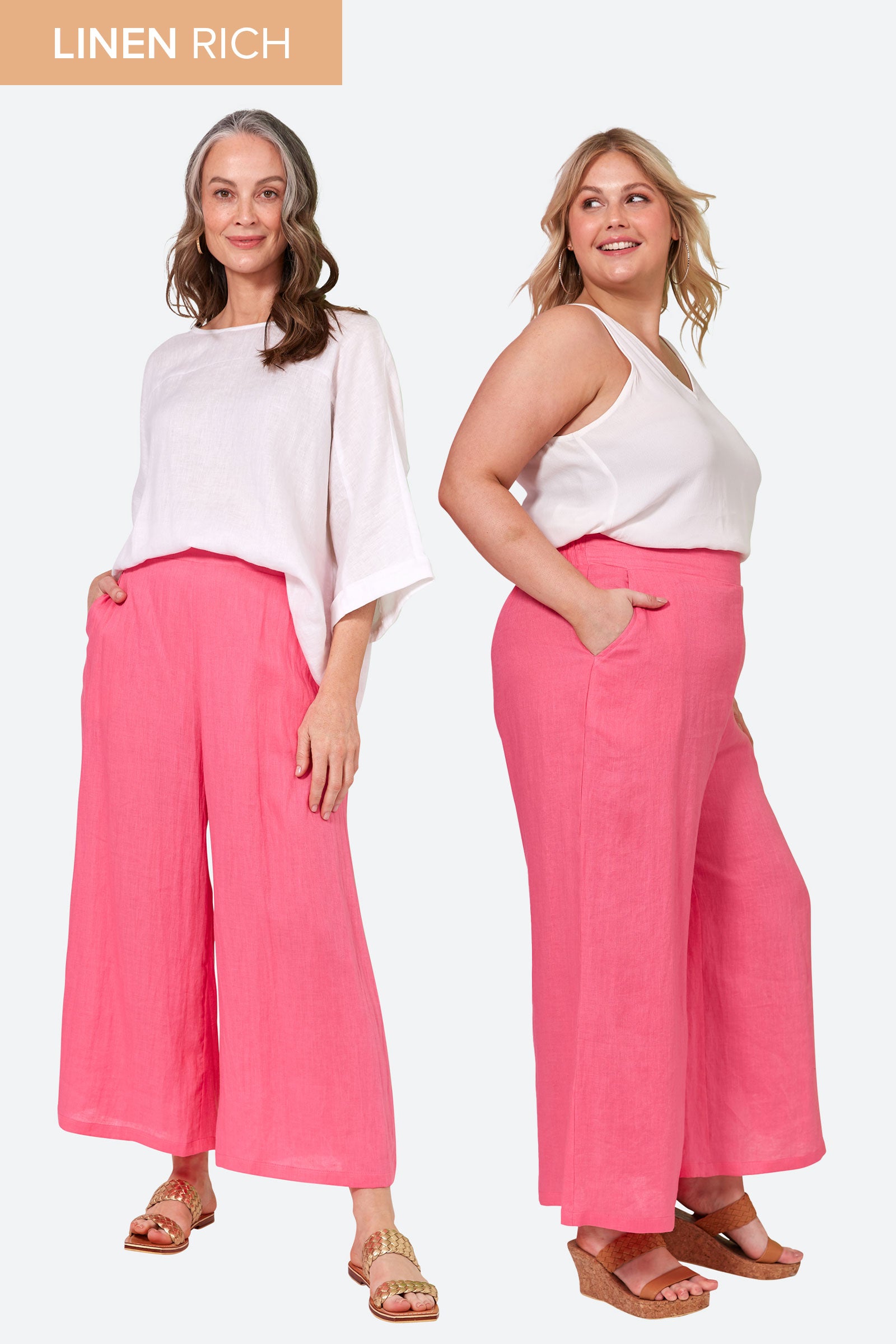 La Vie Crop Pant - Candy - eb&ive Clothing - Pant Relaxed Crop Linen
