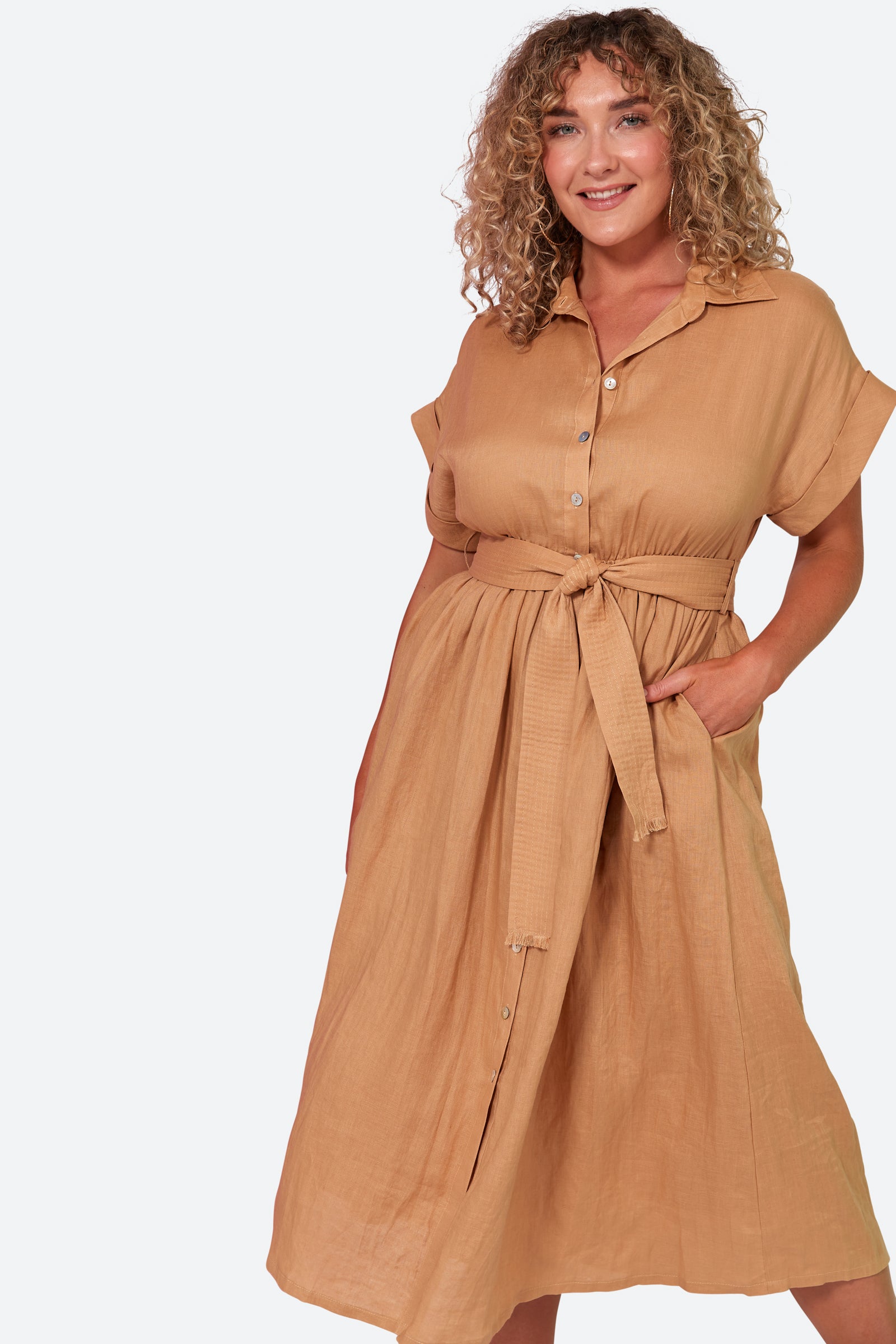 Plus size shop khaki shirt dress