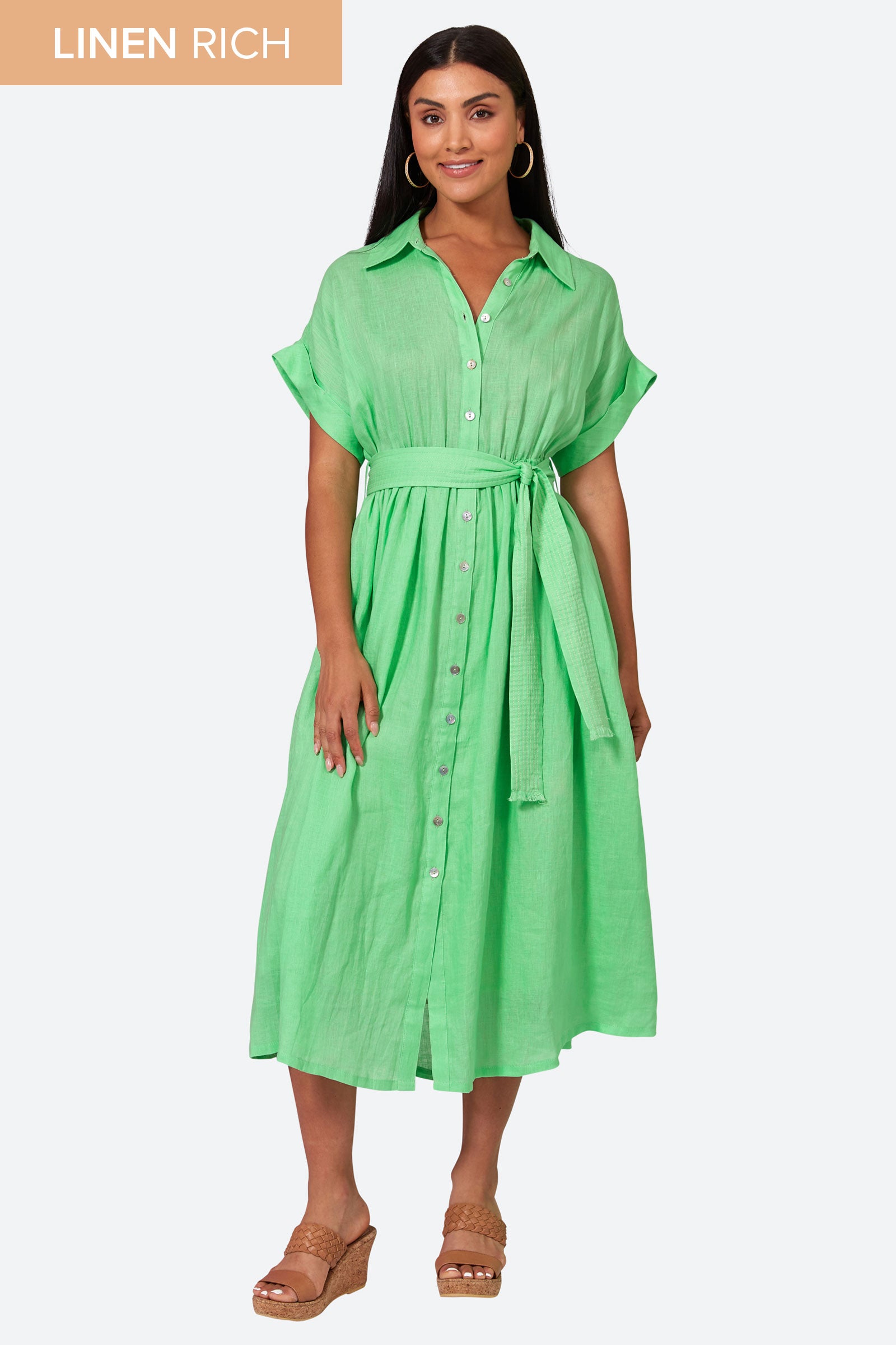 La Vie Shirt Dress - Kiwi