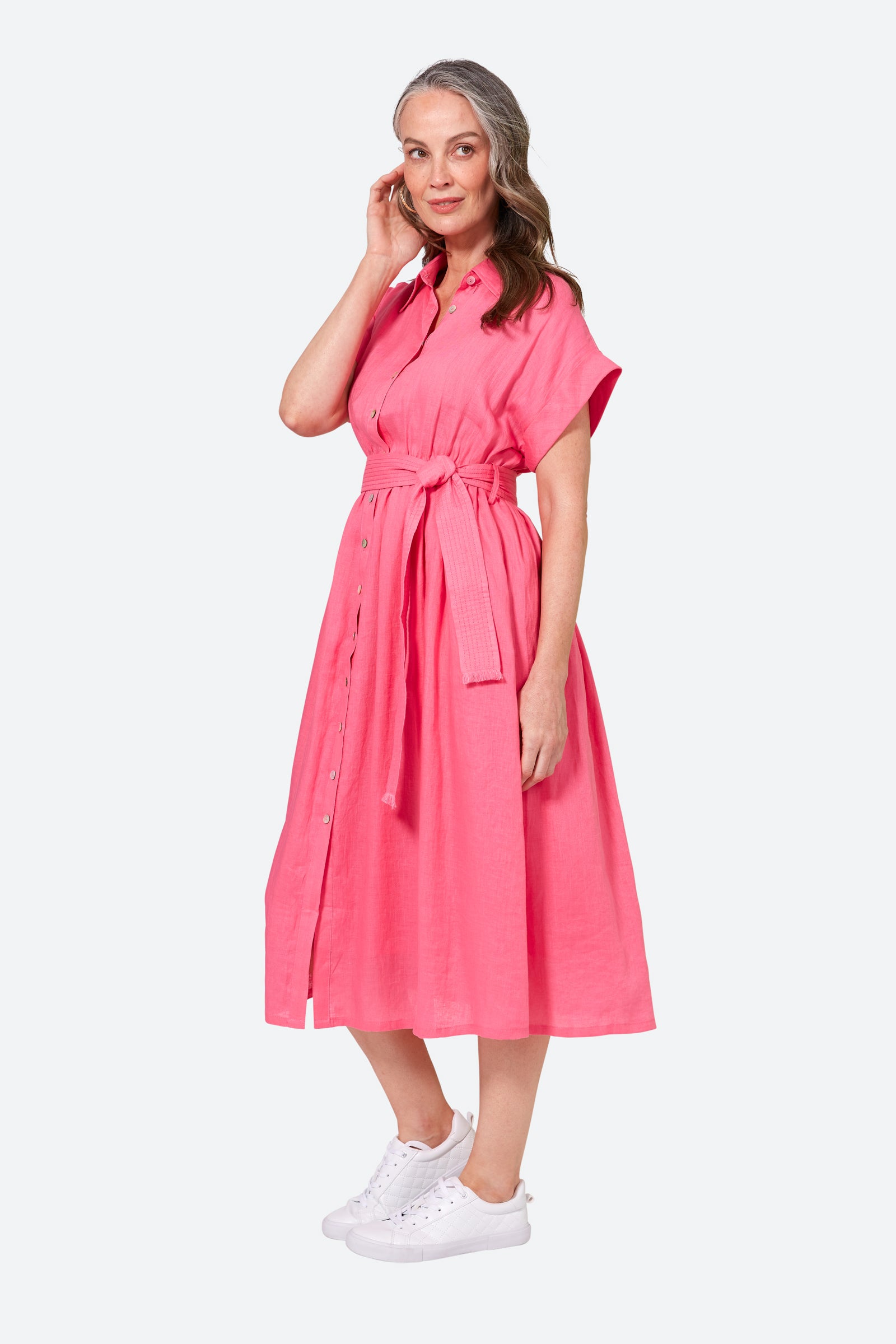 La Vie Shirt Dress - Candy - eb&ive Clothing - Shirt Dress Maxi Linen