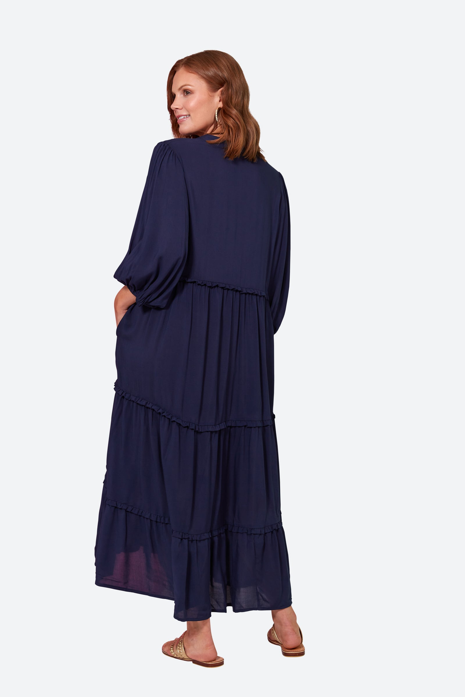 Esprit Tiered Dress - Sapphire - eb&ive Clothing - Dress 3/4 Length Linen