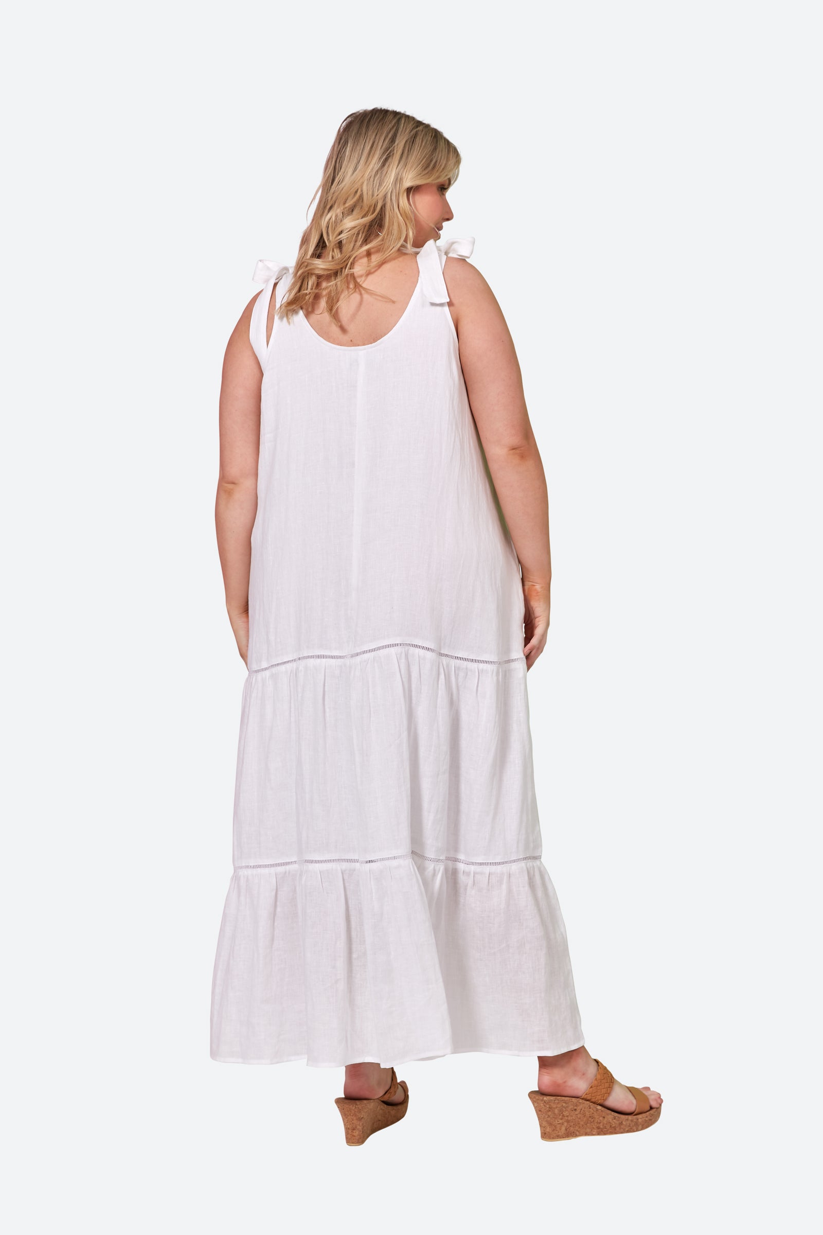 La Vie Tie Maxi - Blanc - eb&ive Clothing - Dress Strappy Maxi Linen