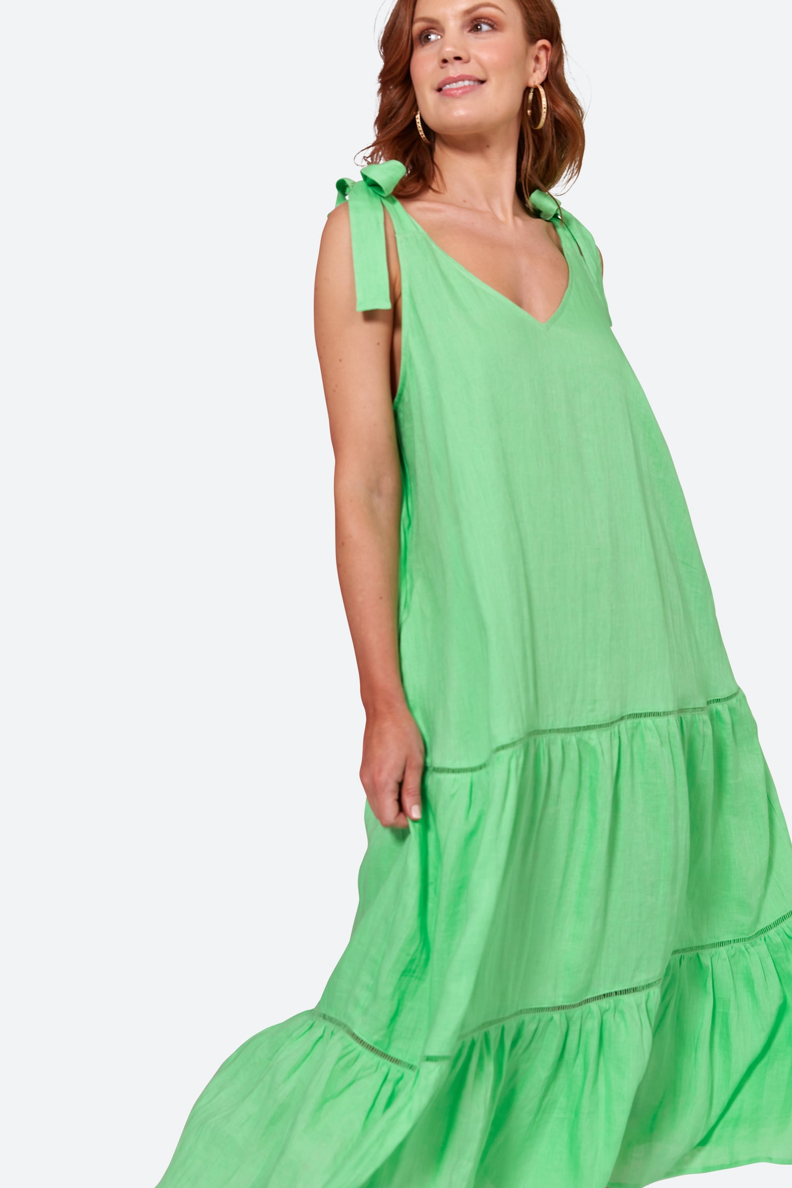 La Vie Tie Maxi - Kiwi - eb&ive Clothing - Dress Strappy Maxi Linen