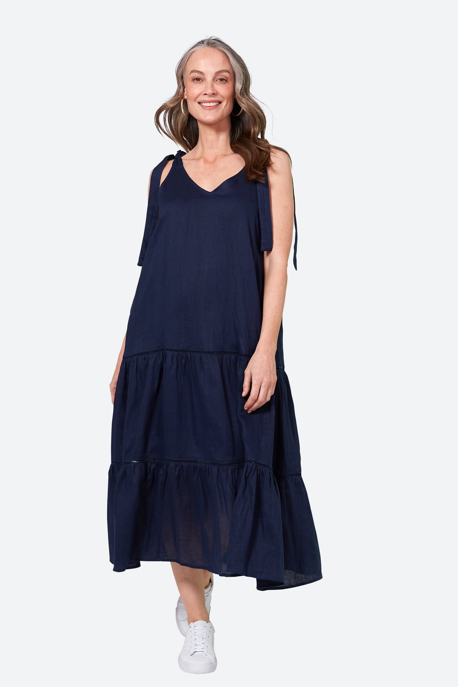 La Vie Tie Maxi - Sapphire - eb&ive Clothing - Dress Strappy Maxi Linen