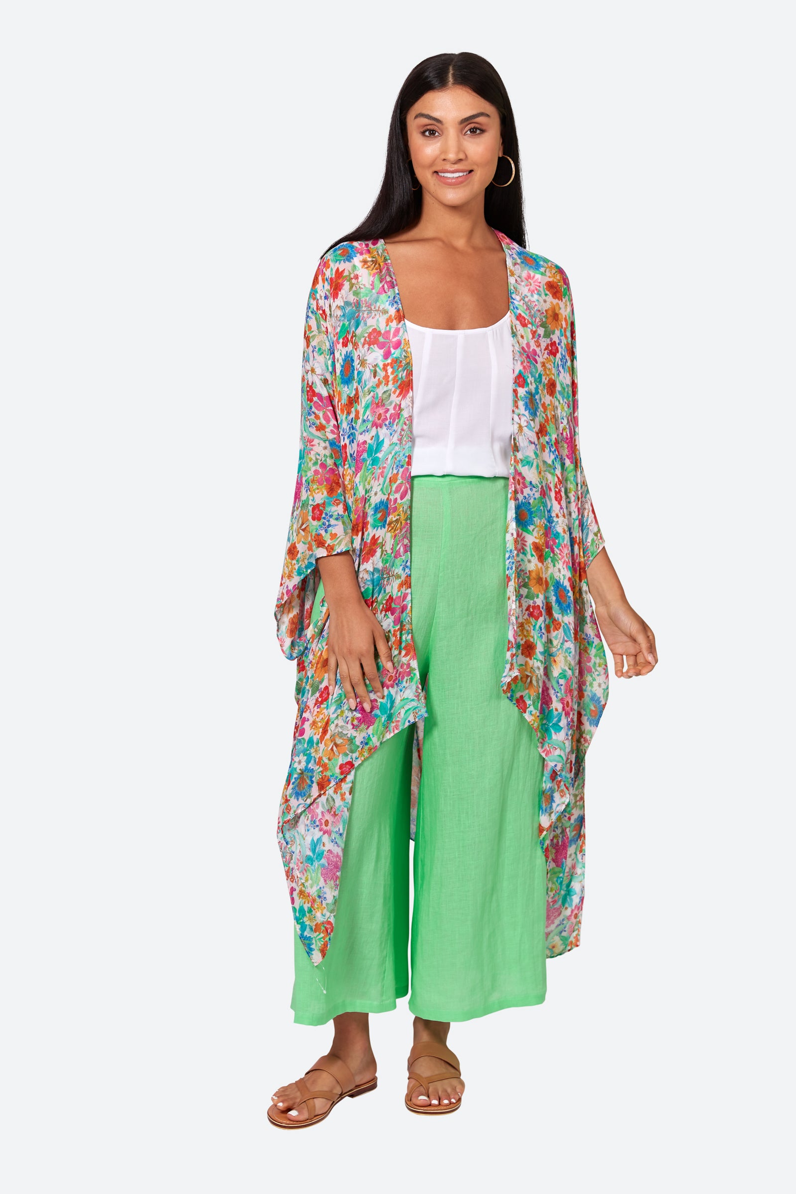 Esprit Cape - Pink Flourish - eb&ive Clothing - Kimono Cape Long One Size