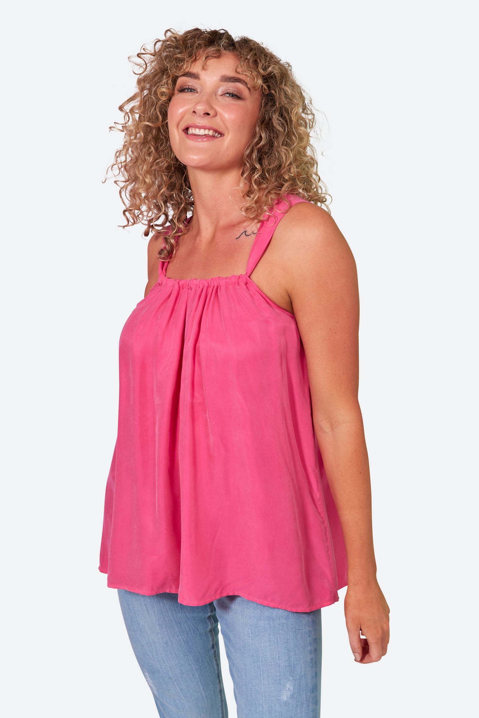 Elixir Tank - Dragonfruit - eb&ive Clothing - Top Strappy Cupro