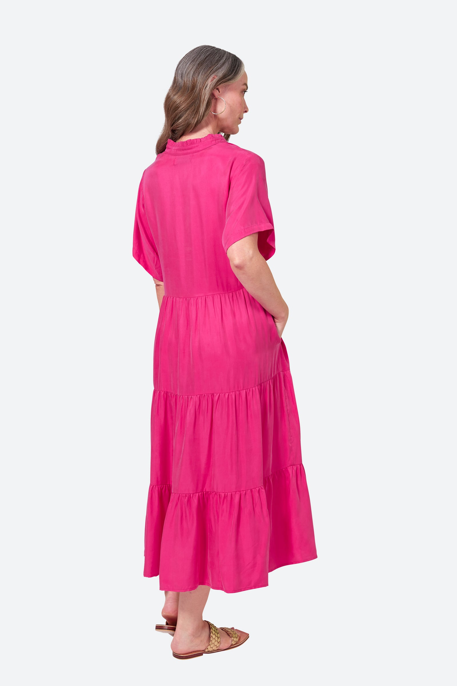 Elixir Tiered Dress - Dragonfruit - eb&ive Clothing - Dress Cupro