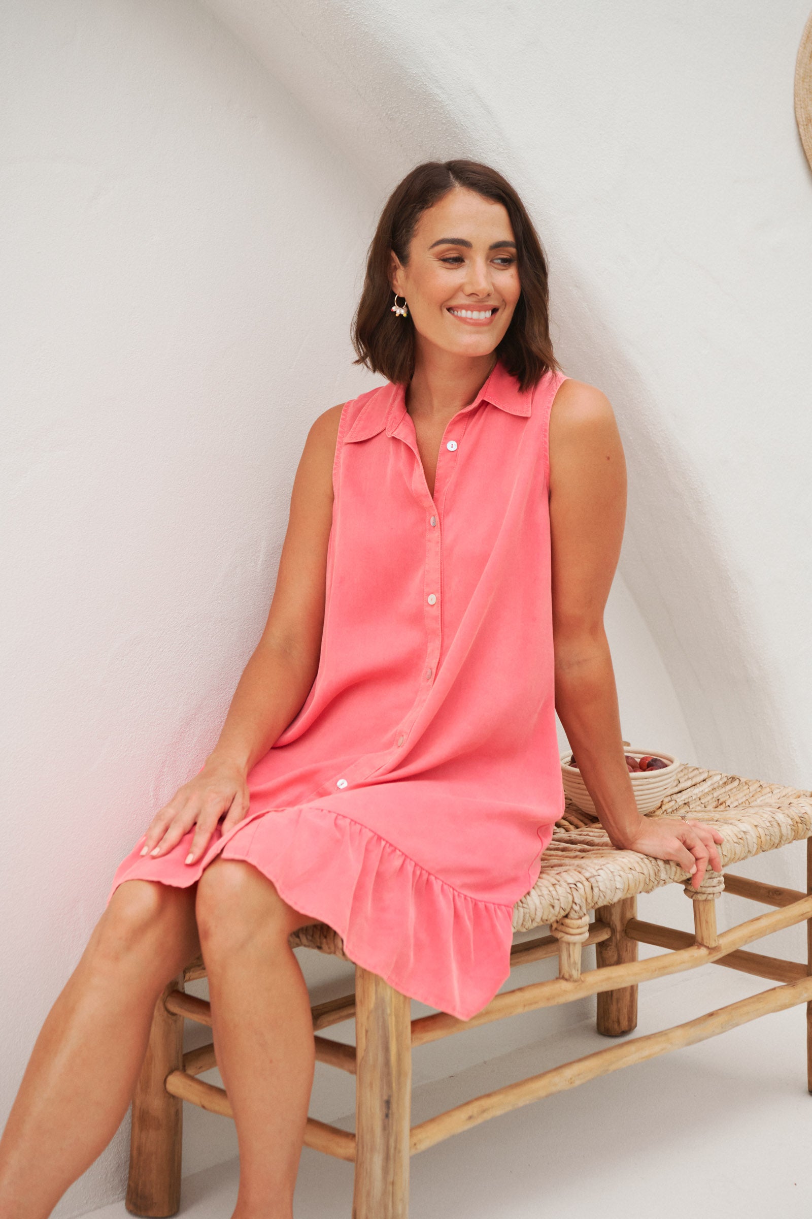 Elan Sleeveless Dress - Lychee - eb&ive Clothing - Dress Mid Sleeveless
