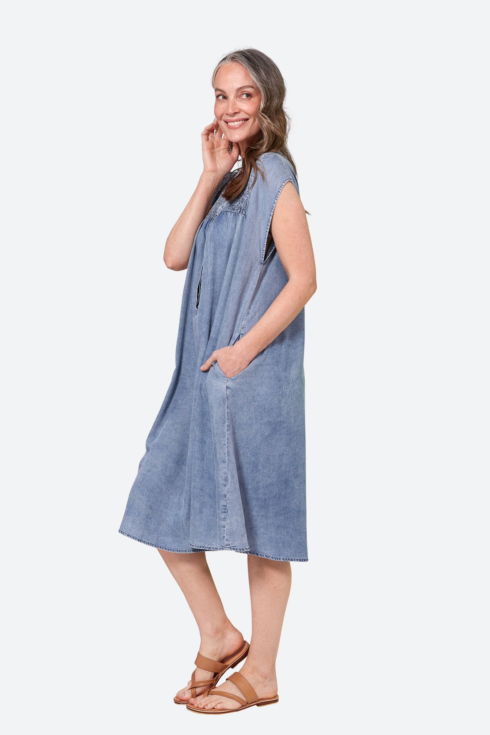 Elan Dress - Denim - eb&ive Clothing - Dress Mid