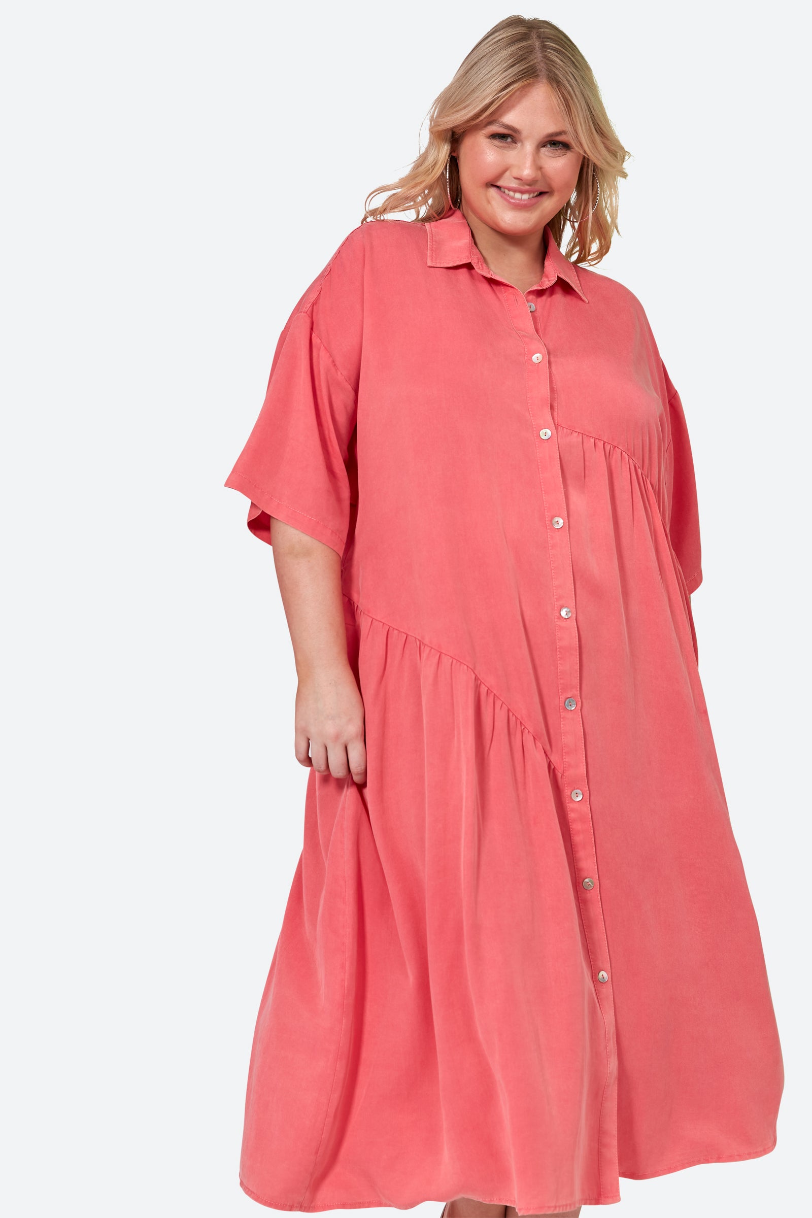 Elan Shirt Dress - Lychee - eb&ive Clothing - Shirt Dress One Size