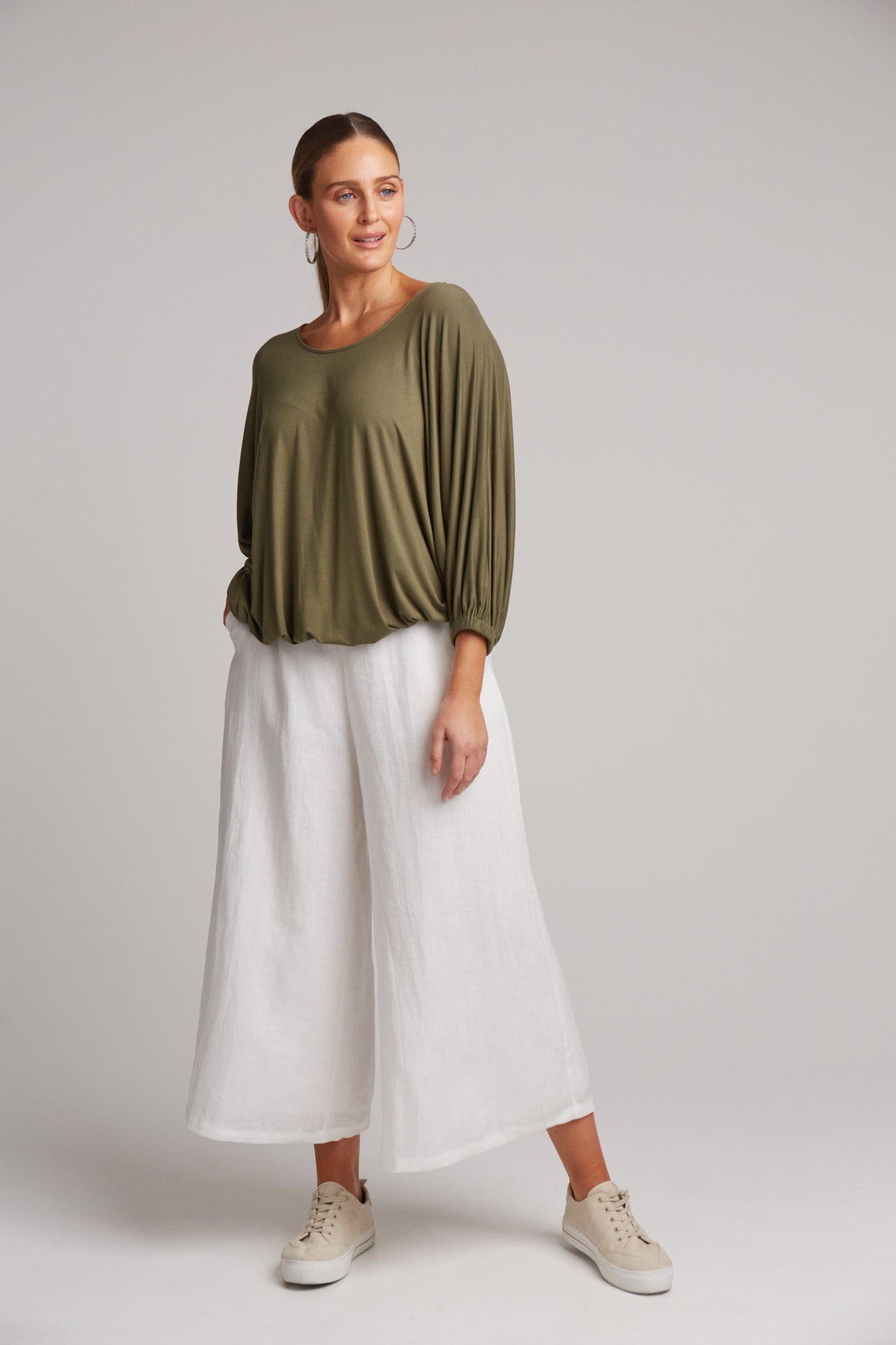 Studio Jersey Relaxed Top - Fern - eb&ive Clothing - Top 3/4 Sleeve Jersey