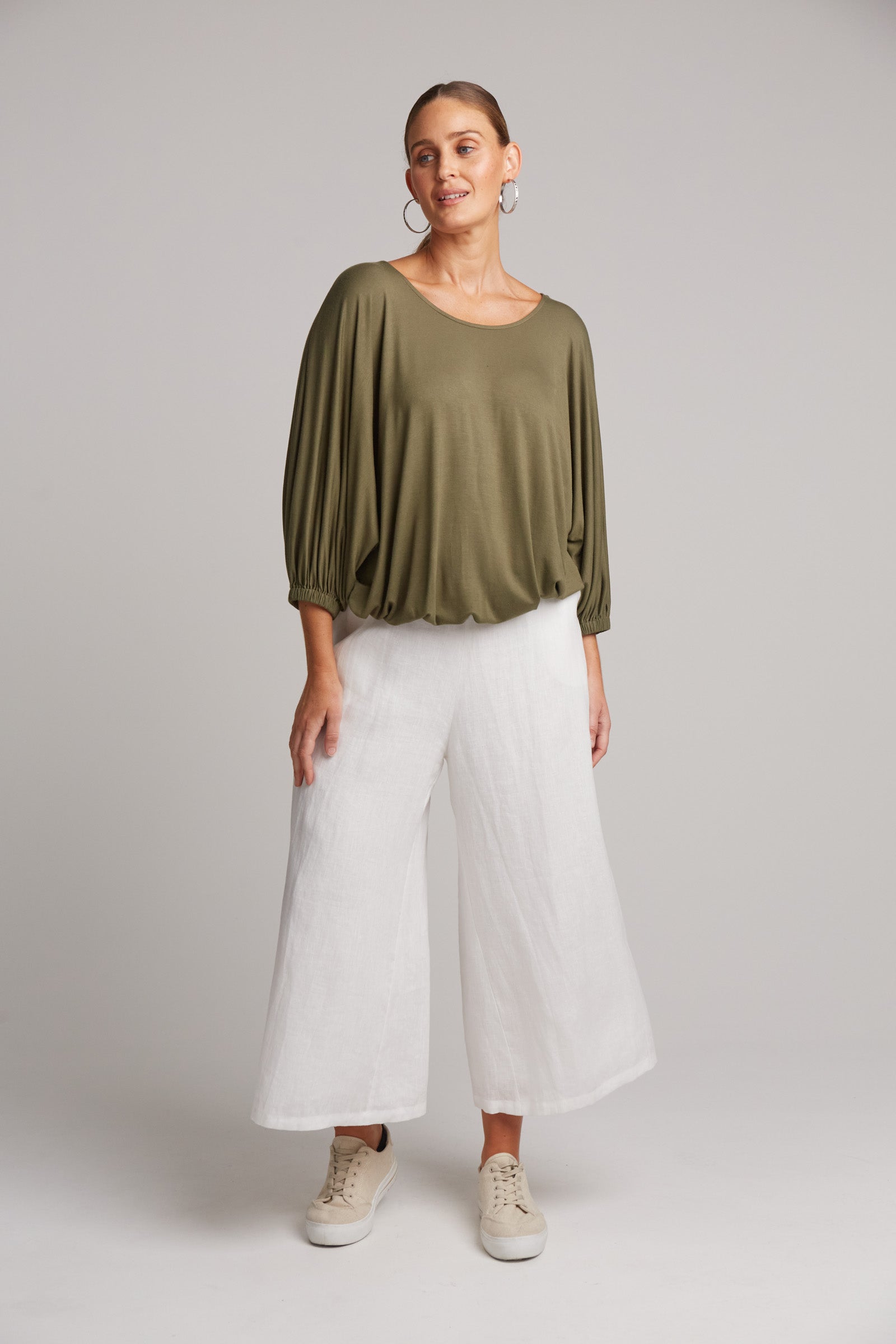 Studio Jersey Relaxed Top - Fern - eb&ive Clothing - Top 3/4 Sleeve Jersey