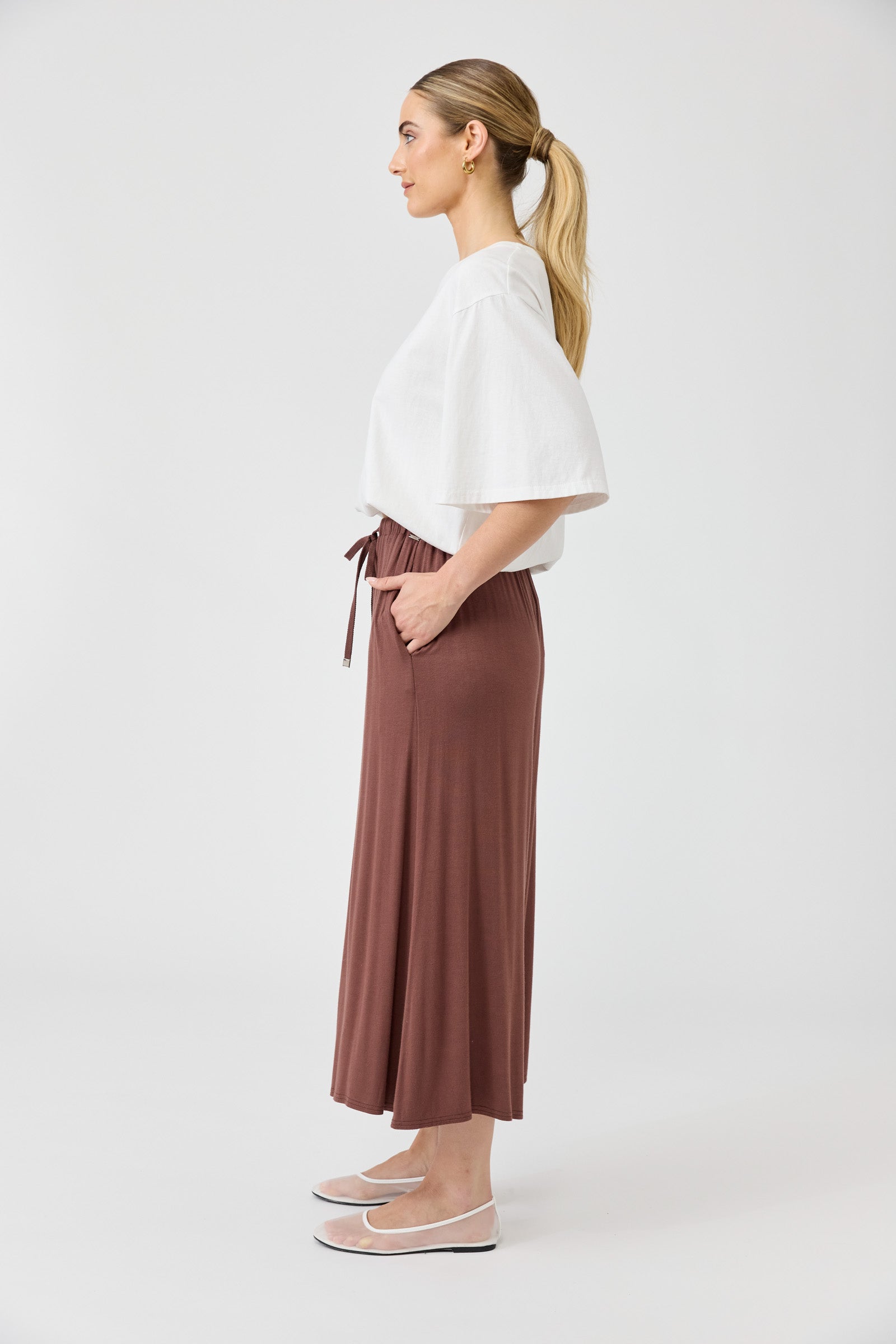 Studio Jersey Tie Pant - Mocha