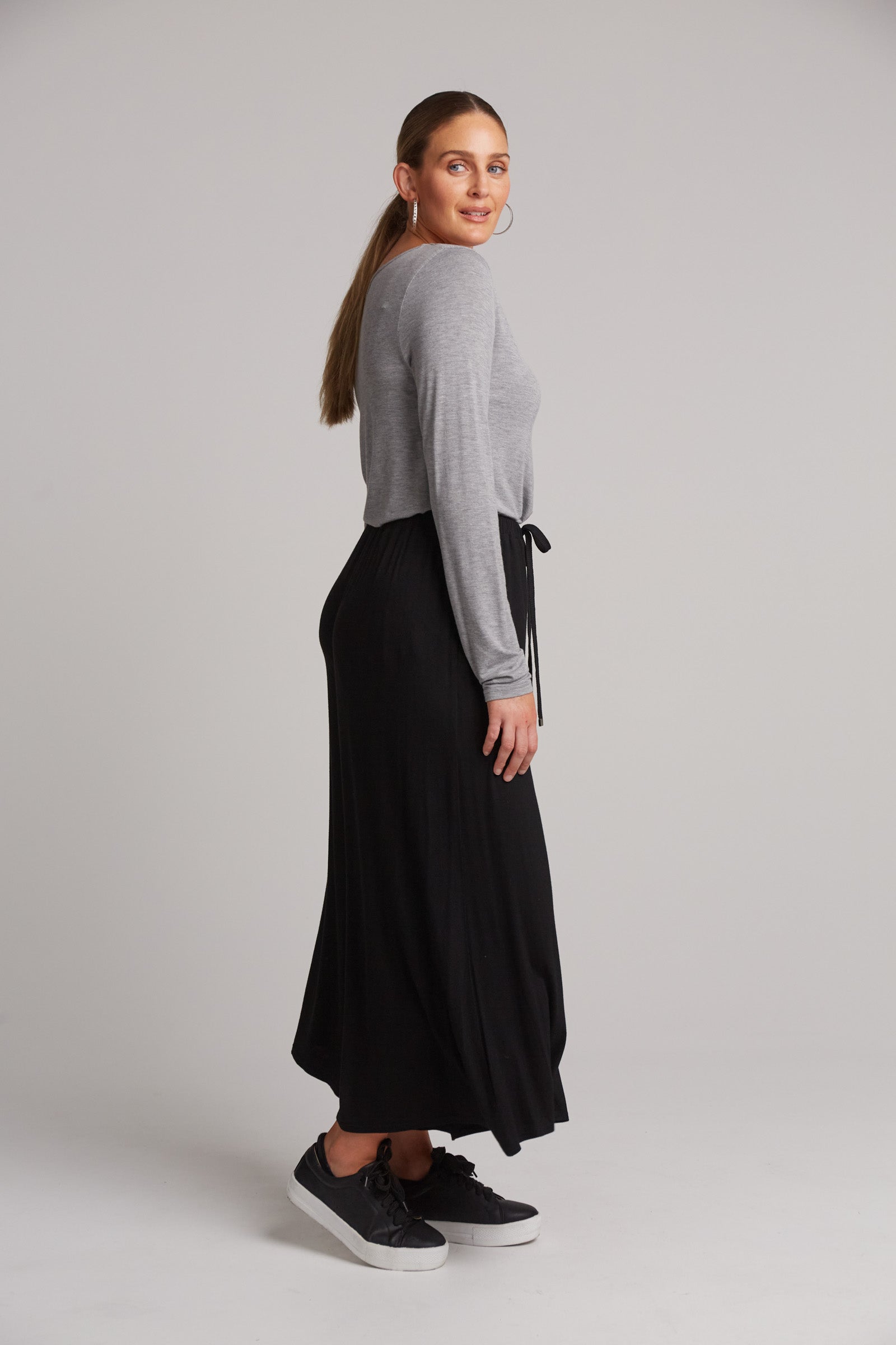 Studio Jersey Tie Pant - Ebony - eb&ive Clothing - Pant Relaxed Jersey