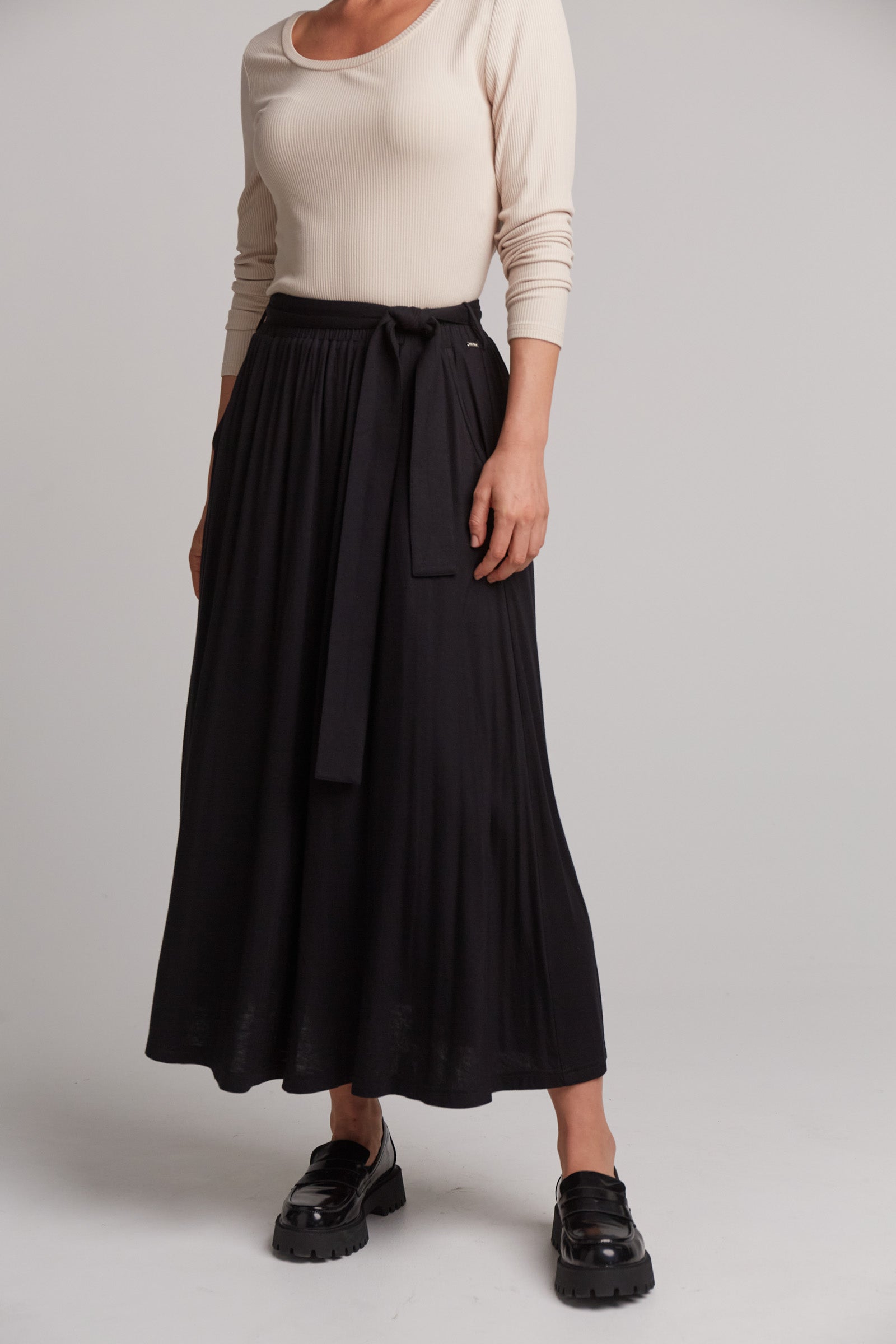 Studio Jersey Tie Skirt - Ebony - eb&ive Clothing - Skirt Maxi