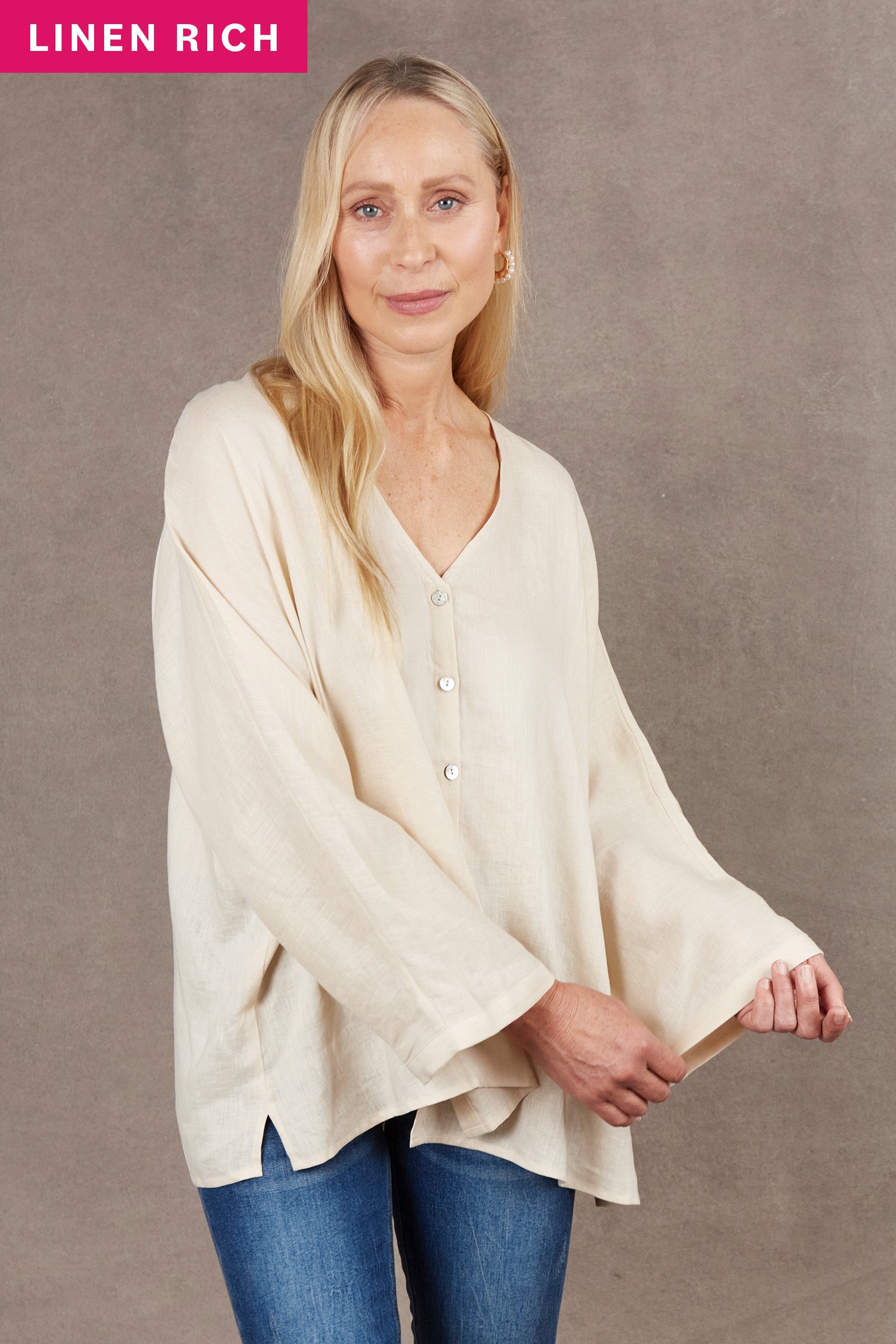 Nama Relax Top - Vanilla - eb&ive Clothing - Top L/S Linen One Size