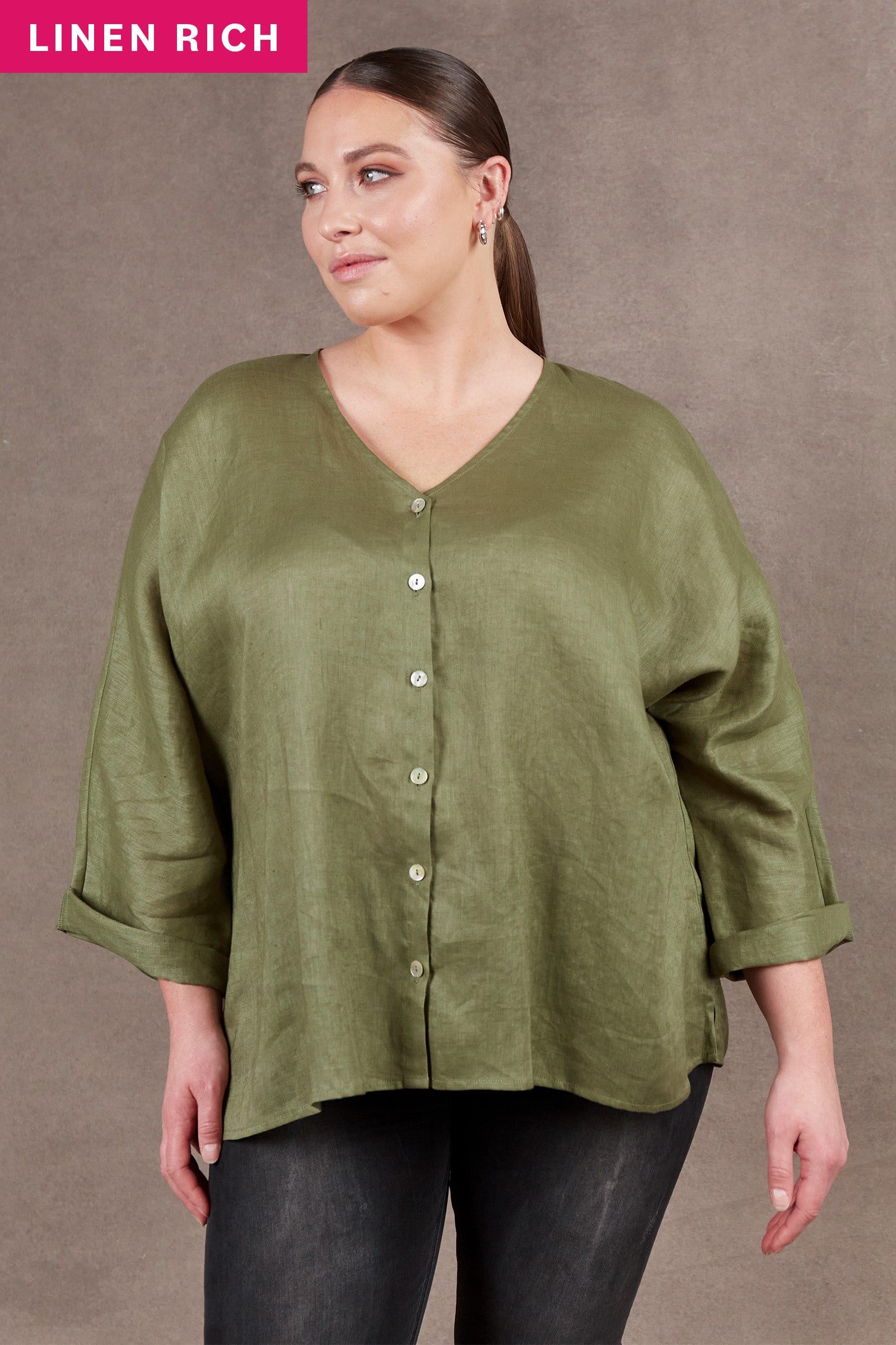 Nama Relax Top - Fern - eb&ive Clothing - Top L/S Linen One Size