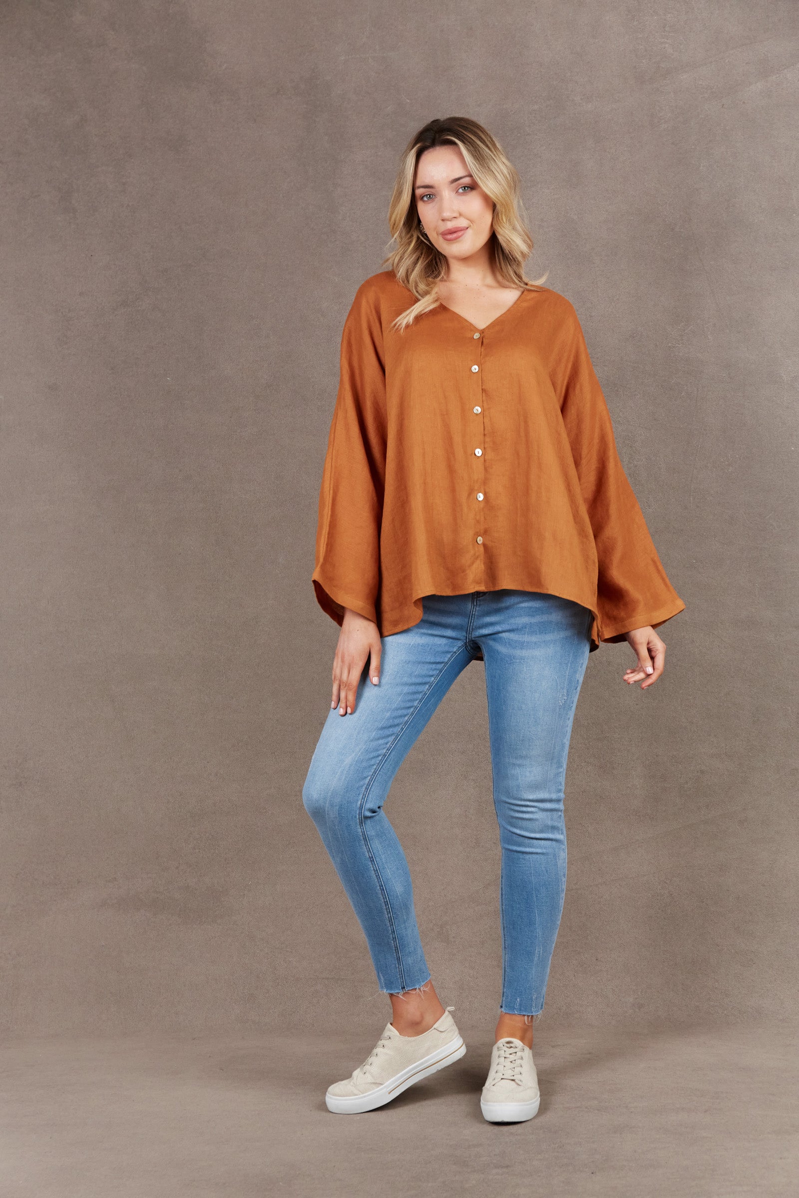 Nama Relax Top - Ochre - eb&ive Clothing - Top L/S Linen One Size
