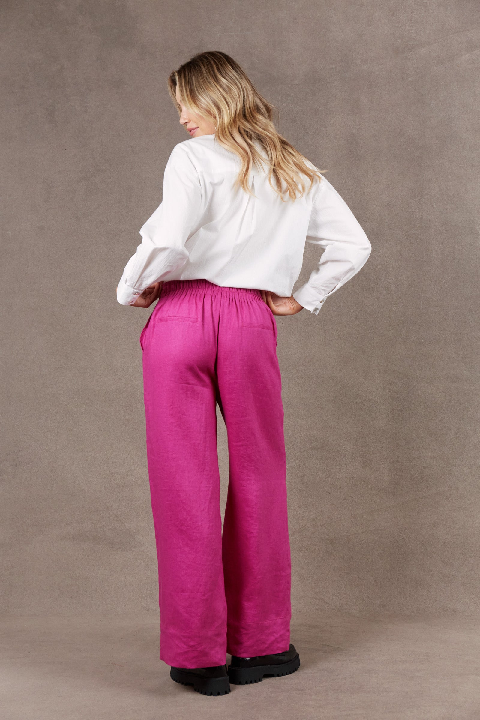 Nama Pant - Magenta - eb&ive Clothing - Pant Relaxed Linen