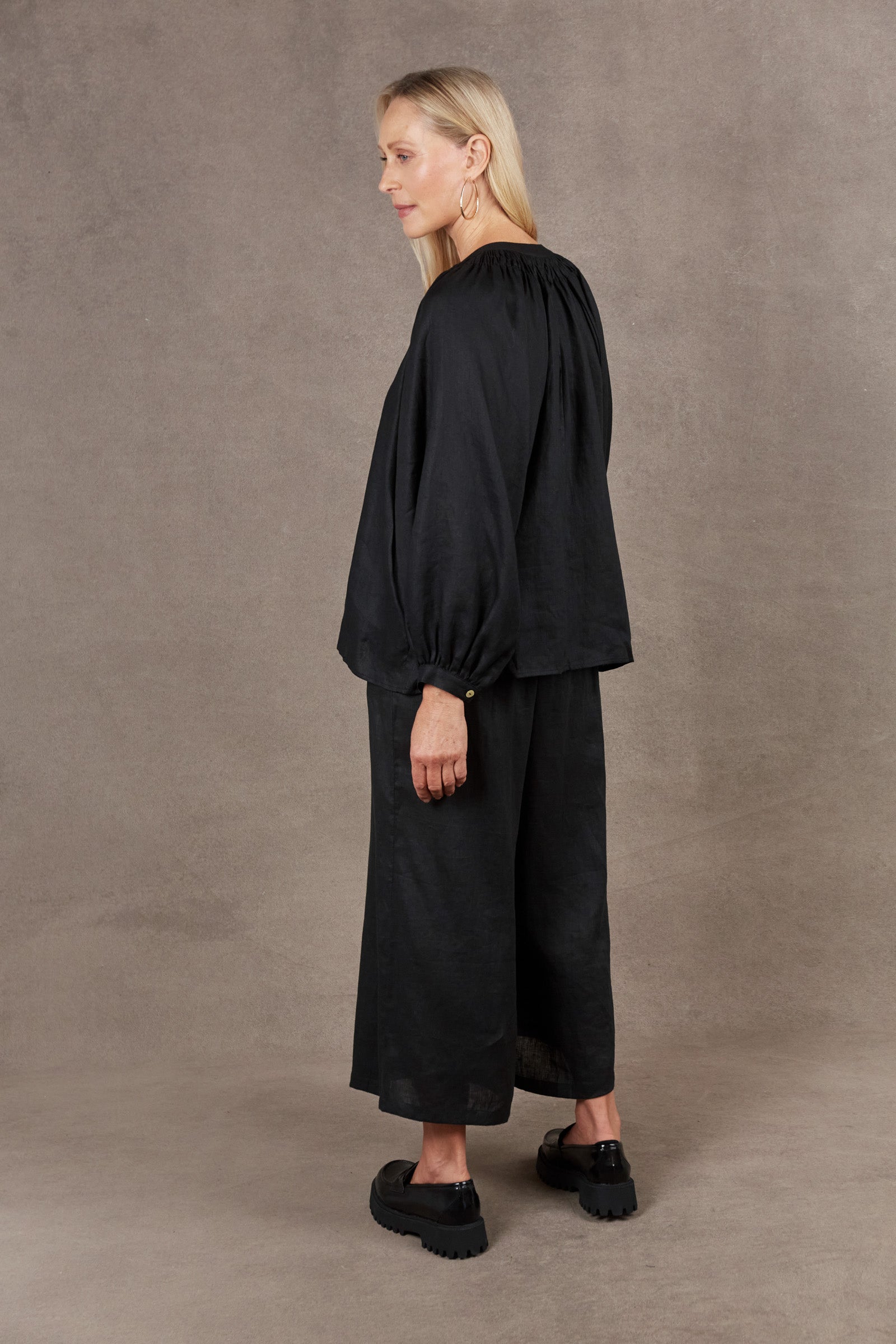 Nama Blouse - Ebony - eb&ive Clothing - Top 3/4 Sleeve Linen