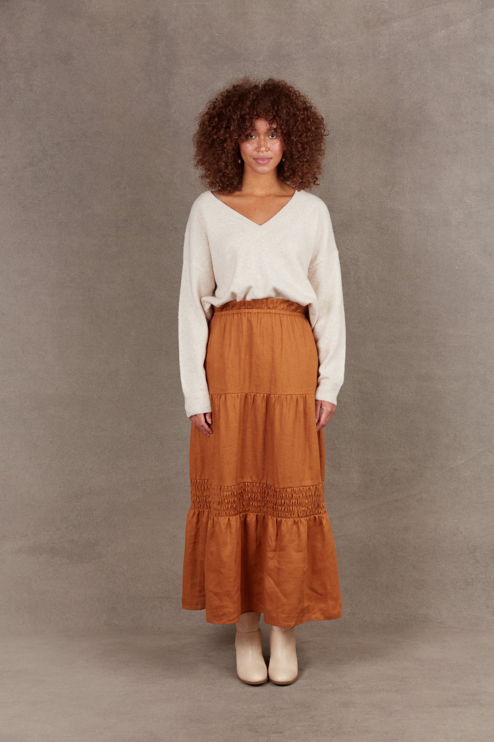 Nama Skirt - Ochre - eb&ive Clothing - Skirt Maxi Linen