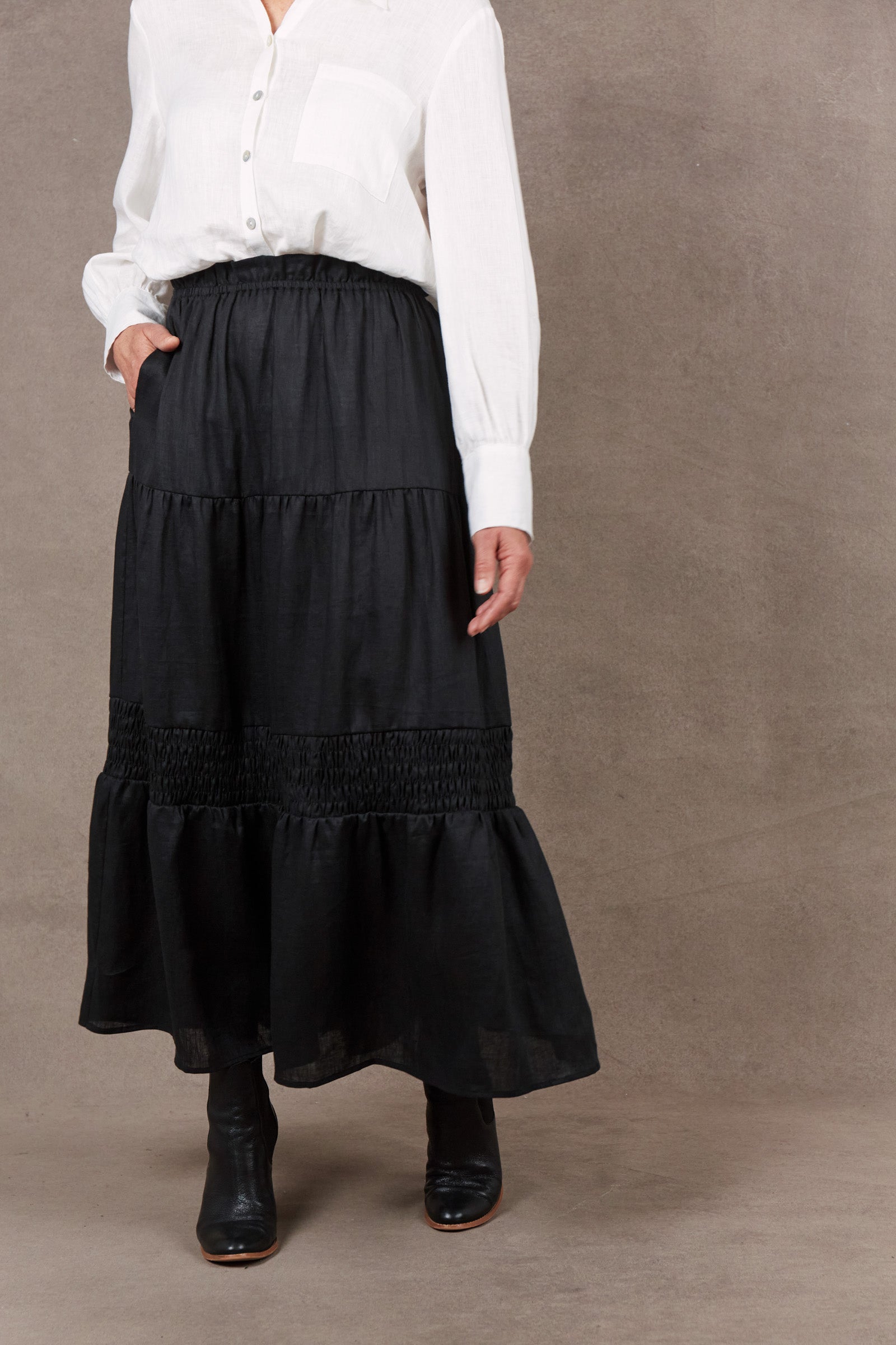 Nama Skirt - Ebony - eb&ive Clothing - Skirt Maxi Linen