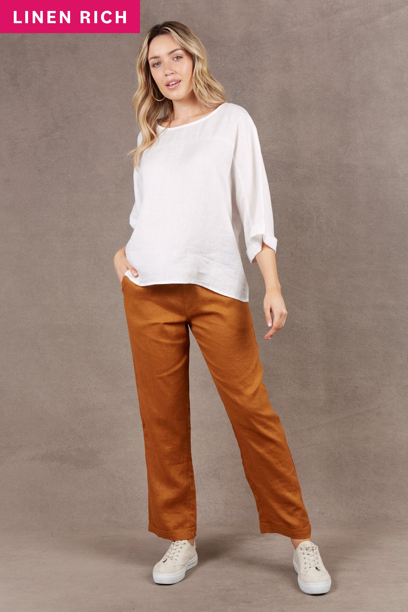 Nama Relax Pant - Ochre - eb&ive Clothing - Pant Relaxed Linen