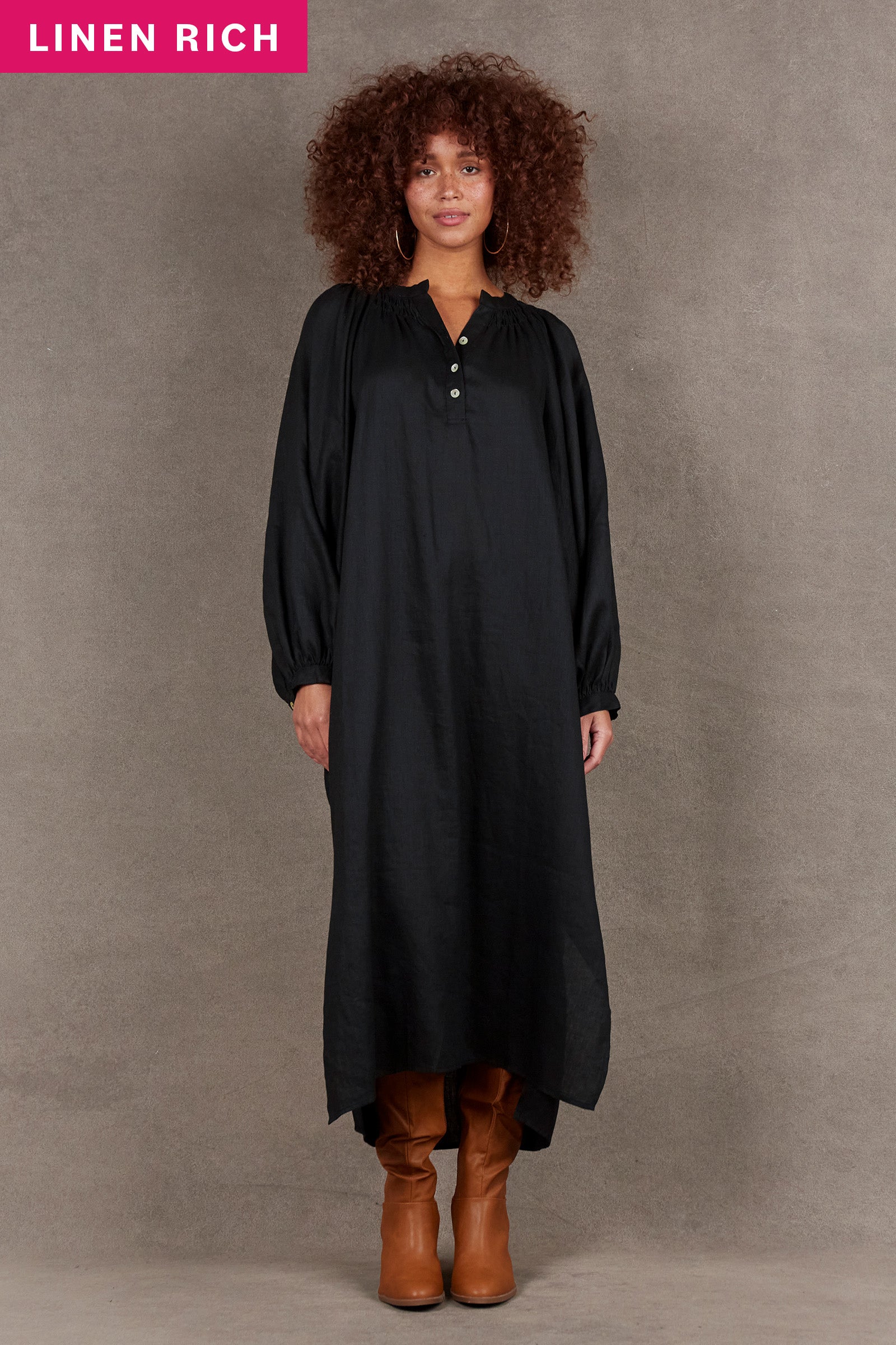 Nama Dress - Ebony - eb&ive Clothing - Dress Maxi Linen