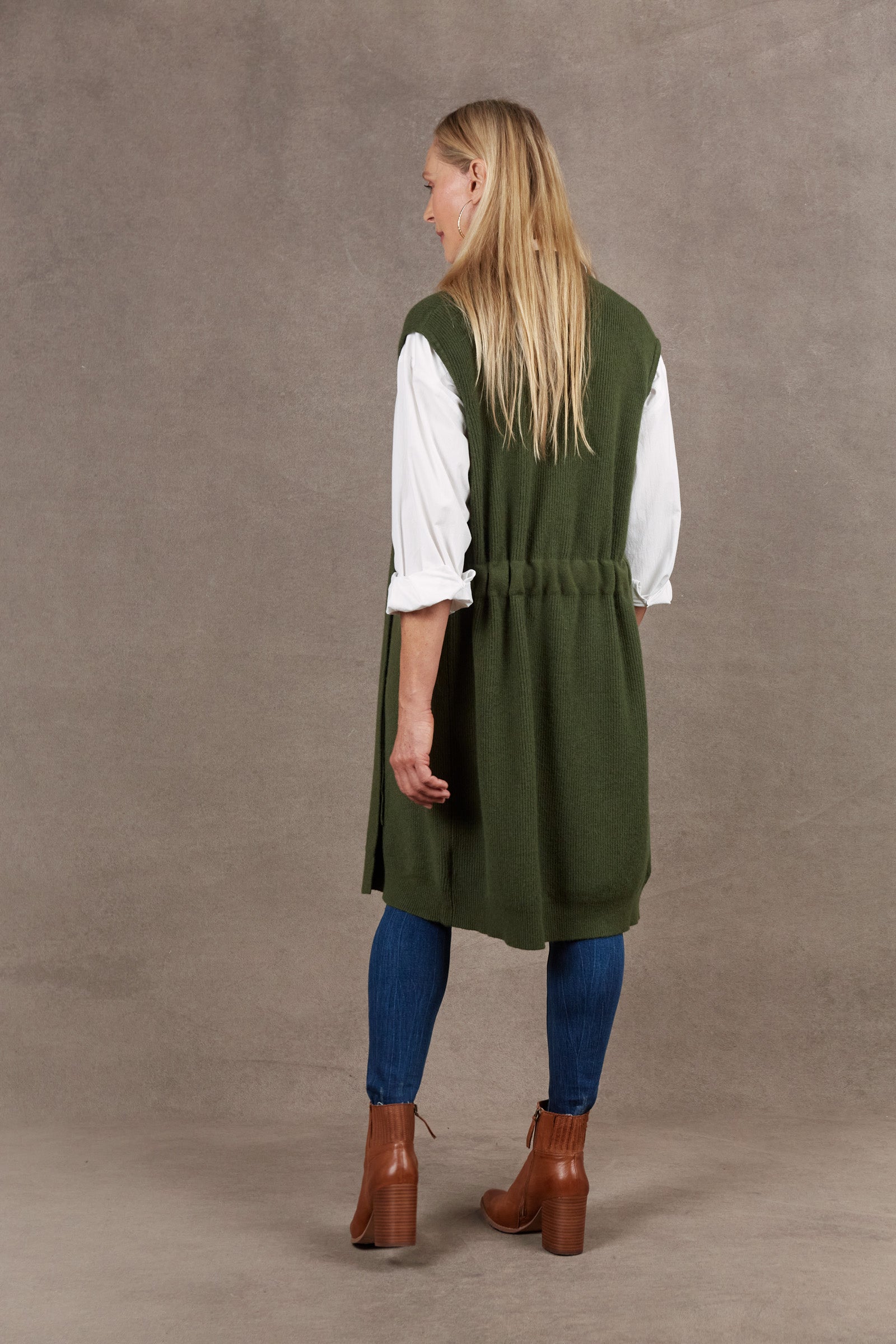 Nawi Vest - Olive - eb&ive Clothing - Knit Vest Long One Size