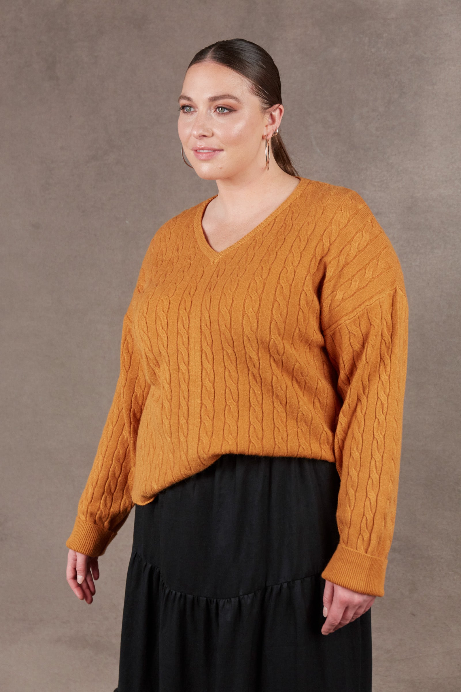 Alawa Cable Knit - Ochre - eb&ive Clothing - Knit Jumper