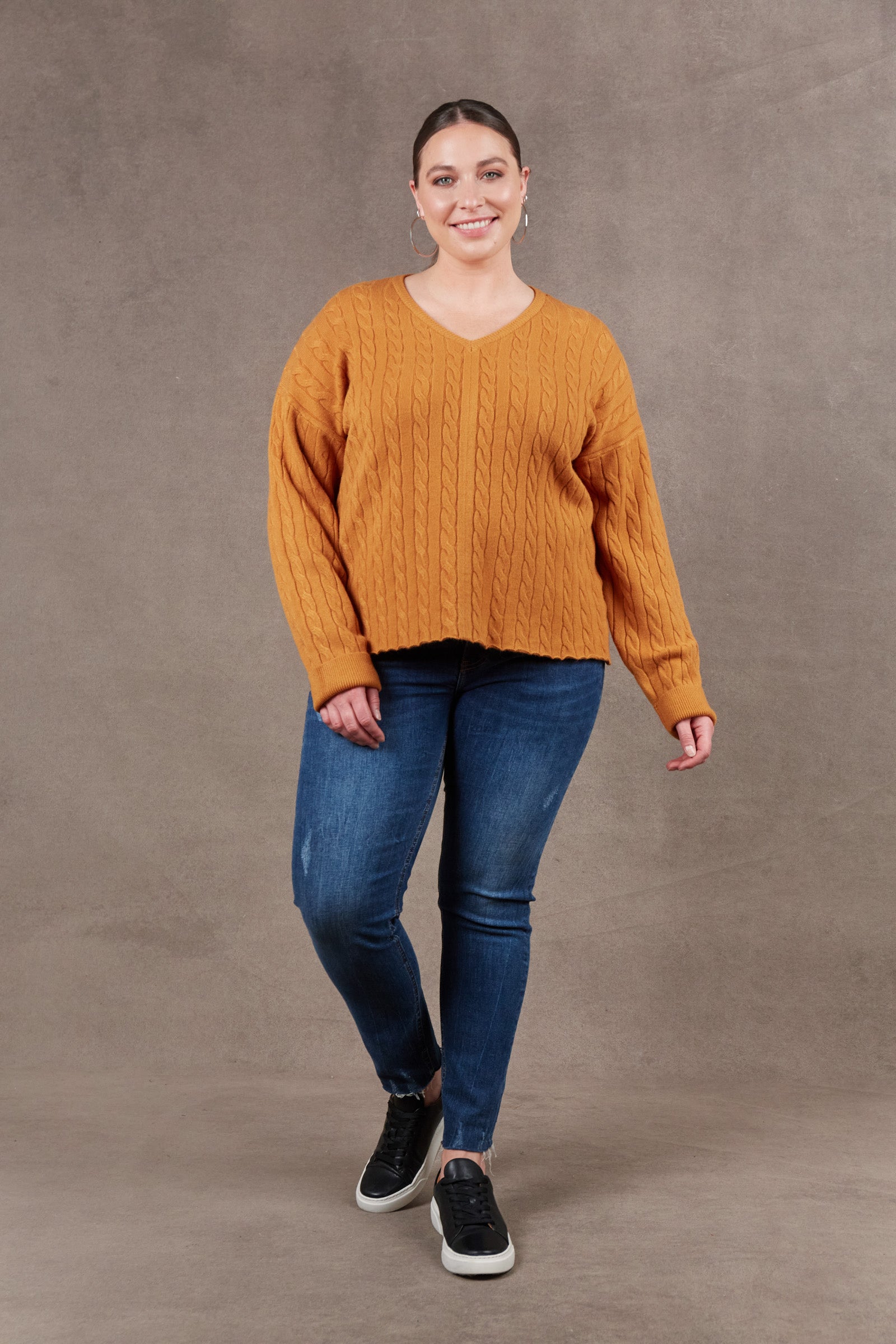 Alawa Cable Knit - Ochre - eb&ive Clothing - Knit Jumper