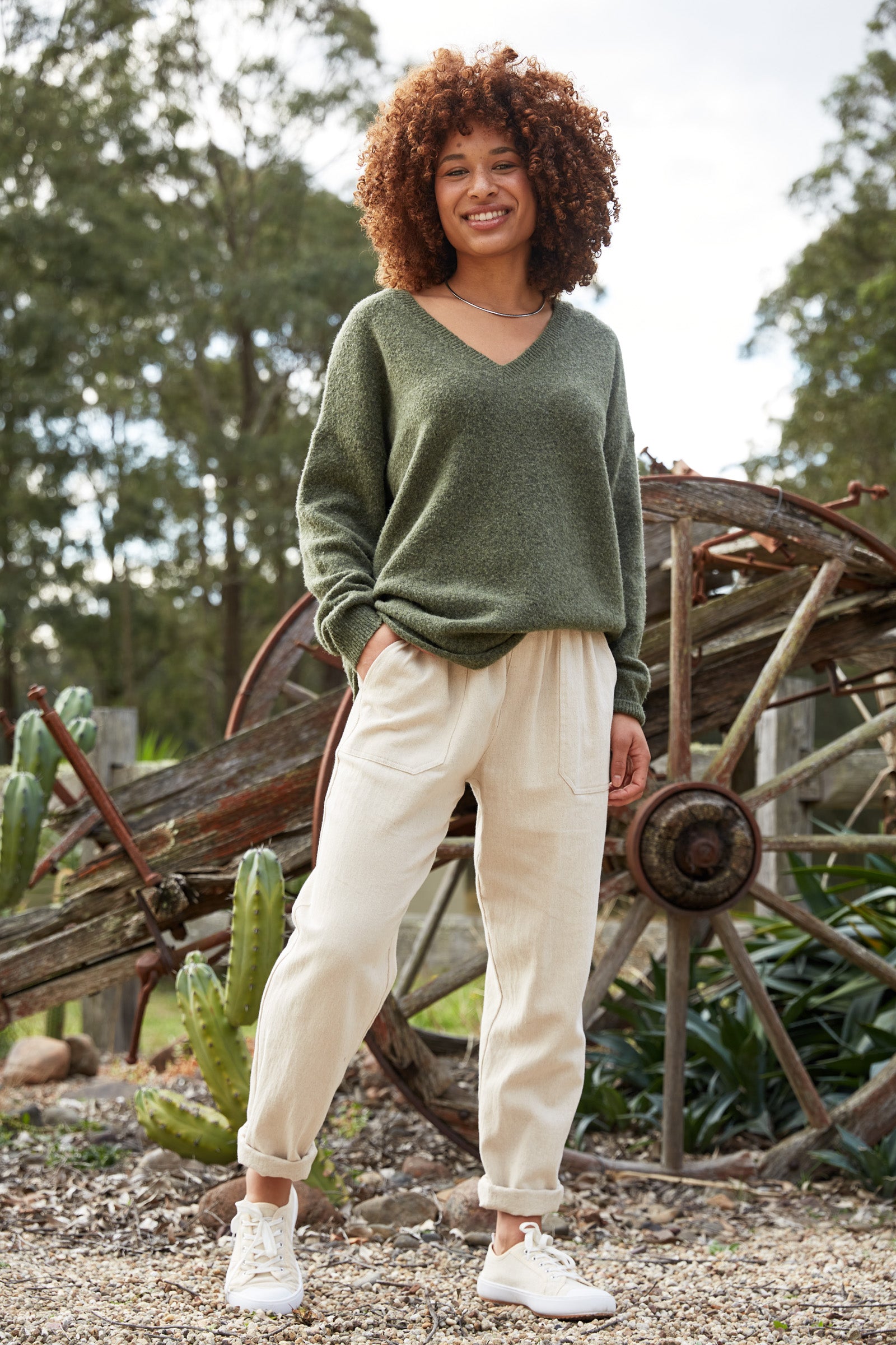 Sammi Pant - Oat - eb&ive Clothing - Pant Relaxed Linen