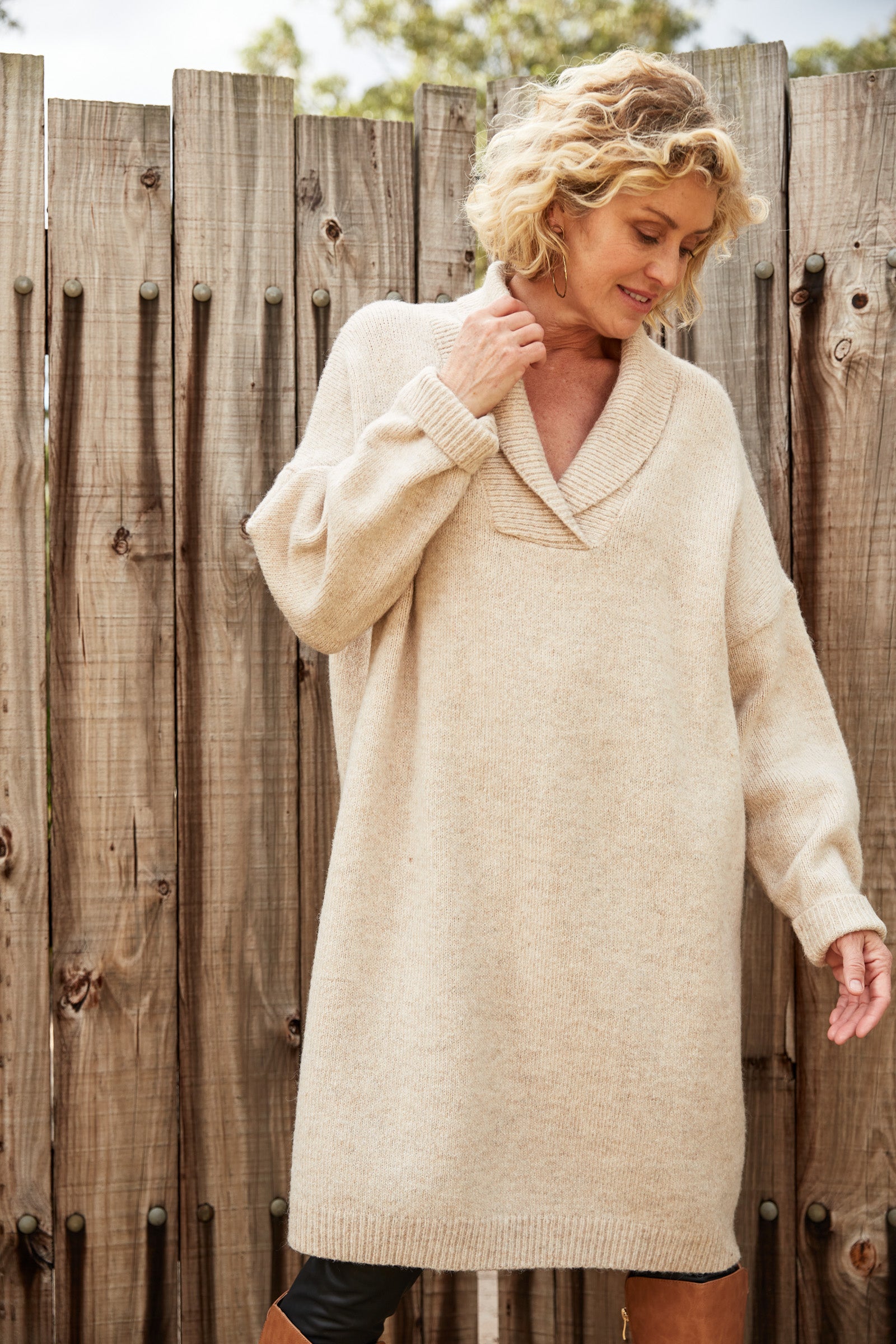 Paarl Top/Dress - Oat - eb&ive Clothing - Knit Jumper One Size
