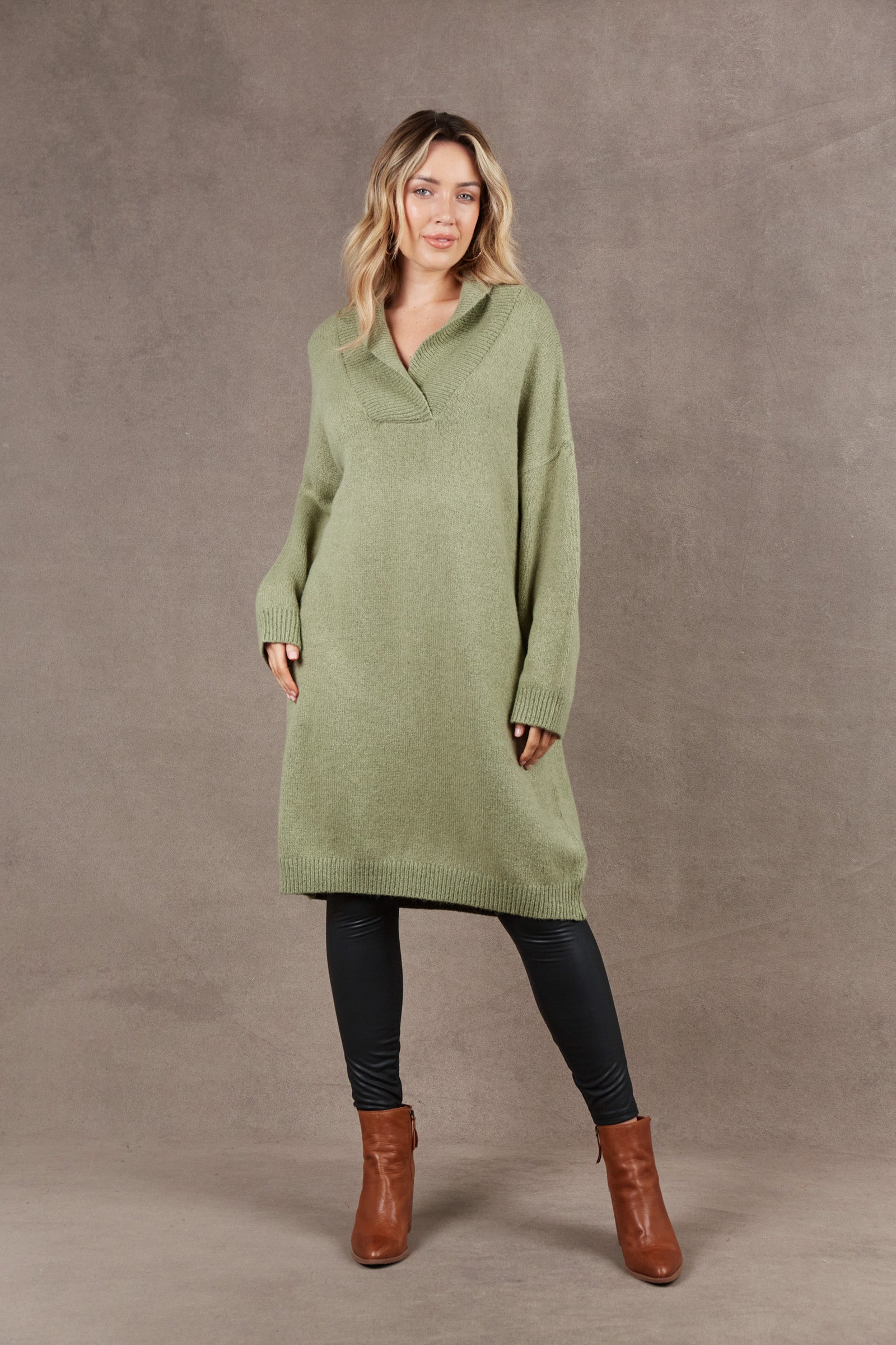 Paarl Top/Dress - Sage - eb&ive Clothing - Knit Jumper One Size