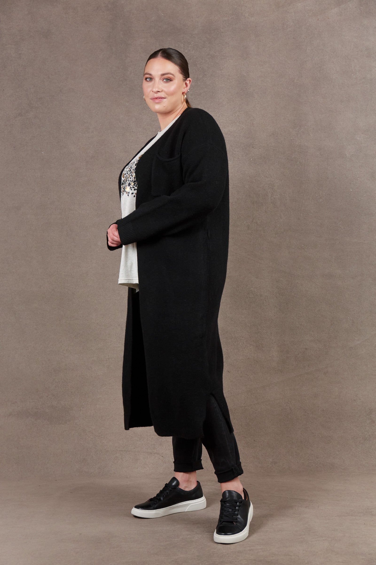 Paarl Longline Cardigan - Ebony - eb&ive Clothing - Knit Cardigan Long One Size