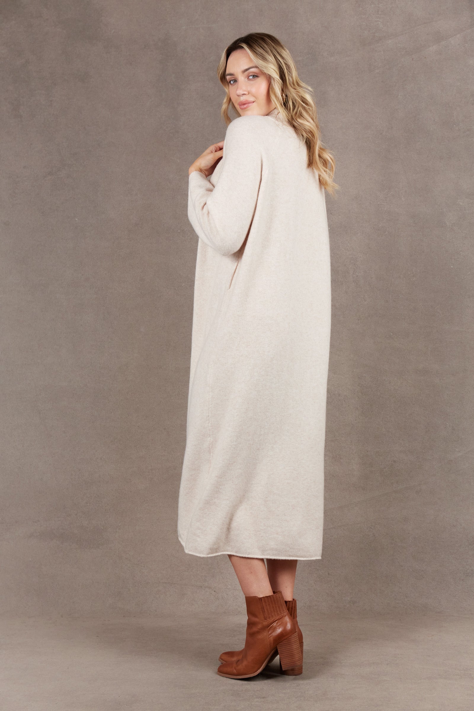 Paarl Tie Knit Dress - Oat - eb&ive Clothing - Knit Dress One Size