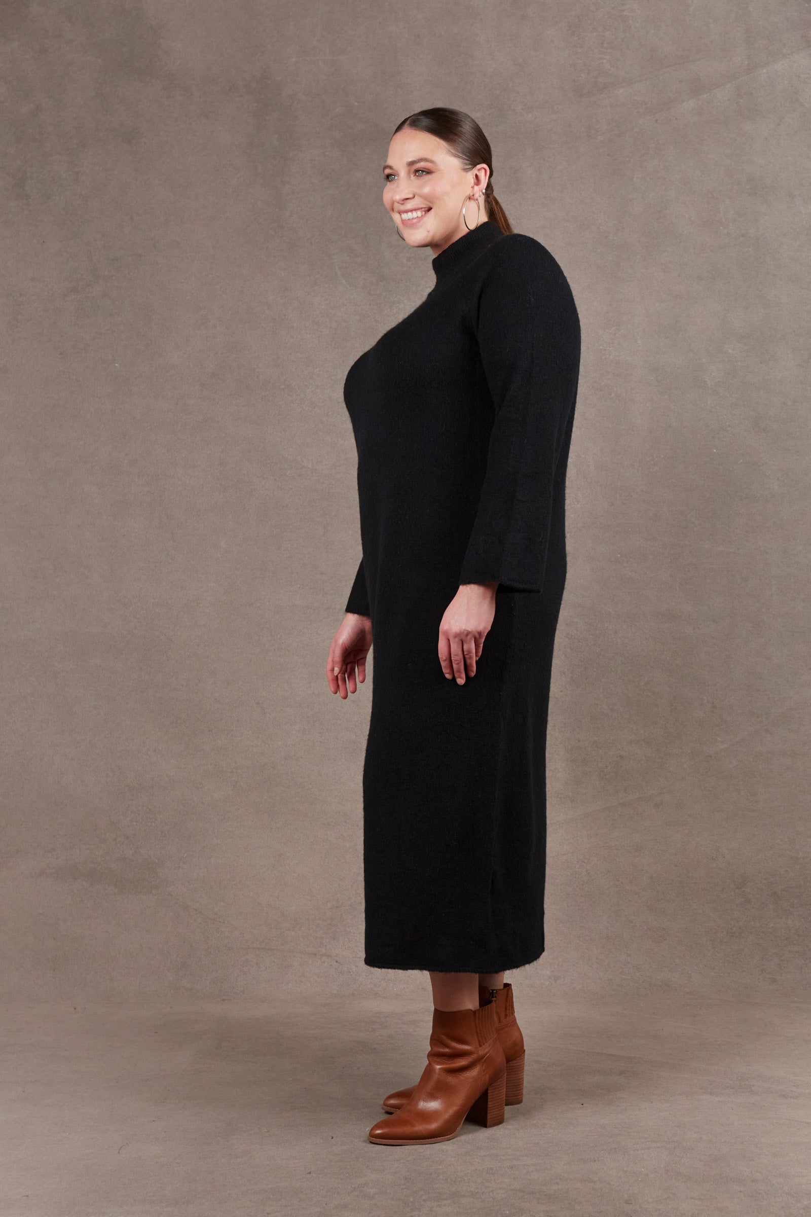 Paarl Tie Knit Dress - Ebony - eb&ive Clothing - Knit Dress One Size