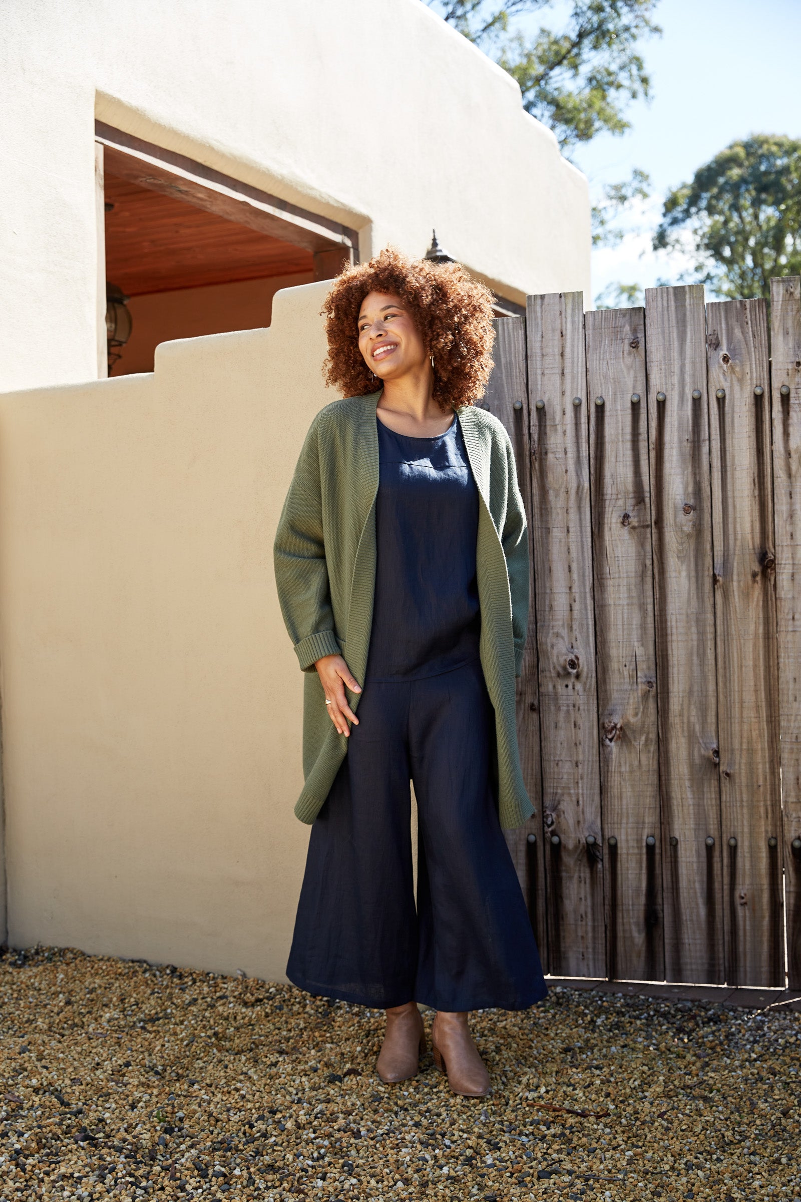 Studio Relaxed Top - Navy - eb&ive Clothing - Top 3/4 Sleeve Linen
